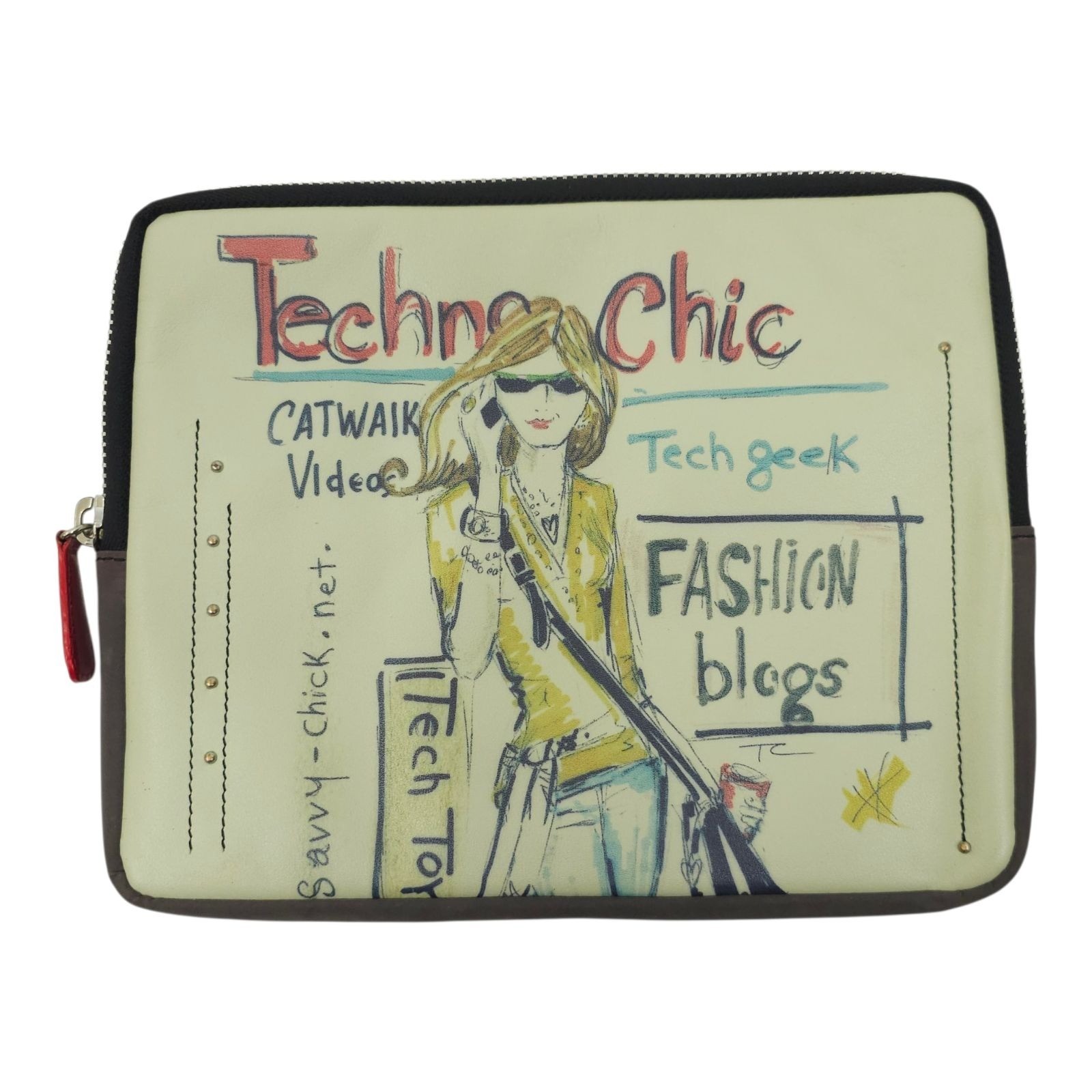 Brighton Fashionista Collection Techno Chic Tablet Case Red Leather Zipper Pull