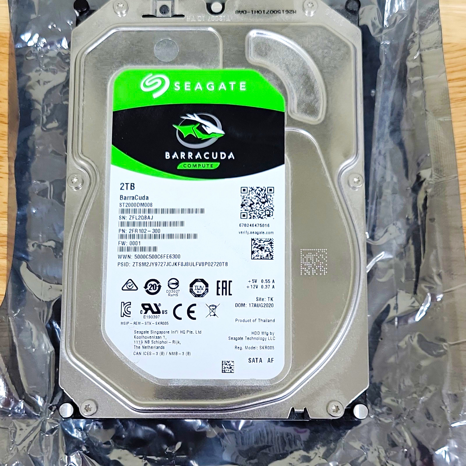 Seagate BarraCuda ST2000DM008 2TB 3.5in SATA III 7200RPM 256MB SMART NCQ