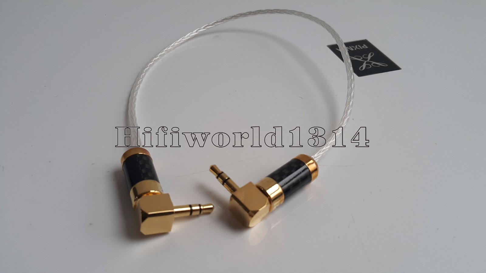 3.5mm to 3.5mm stereo AUX AUDIO OCC silver Carbon Fiber Plug Rhodium
