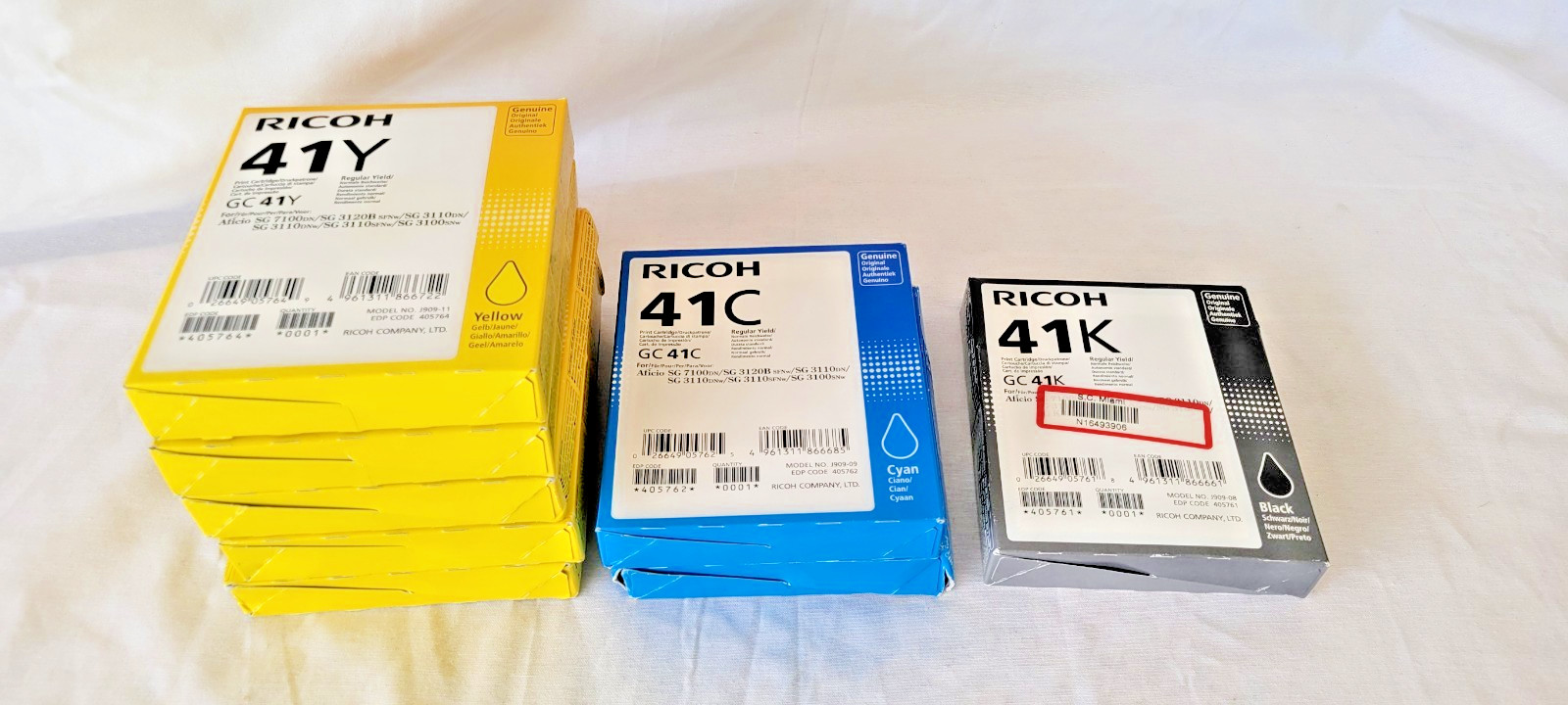 Ricoh Genuine Ink Cartridge GC41K, GC41C & GC41Y Lot of 8 expired