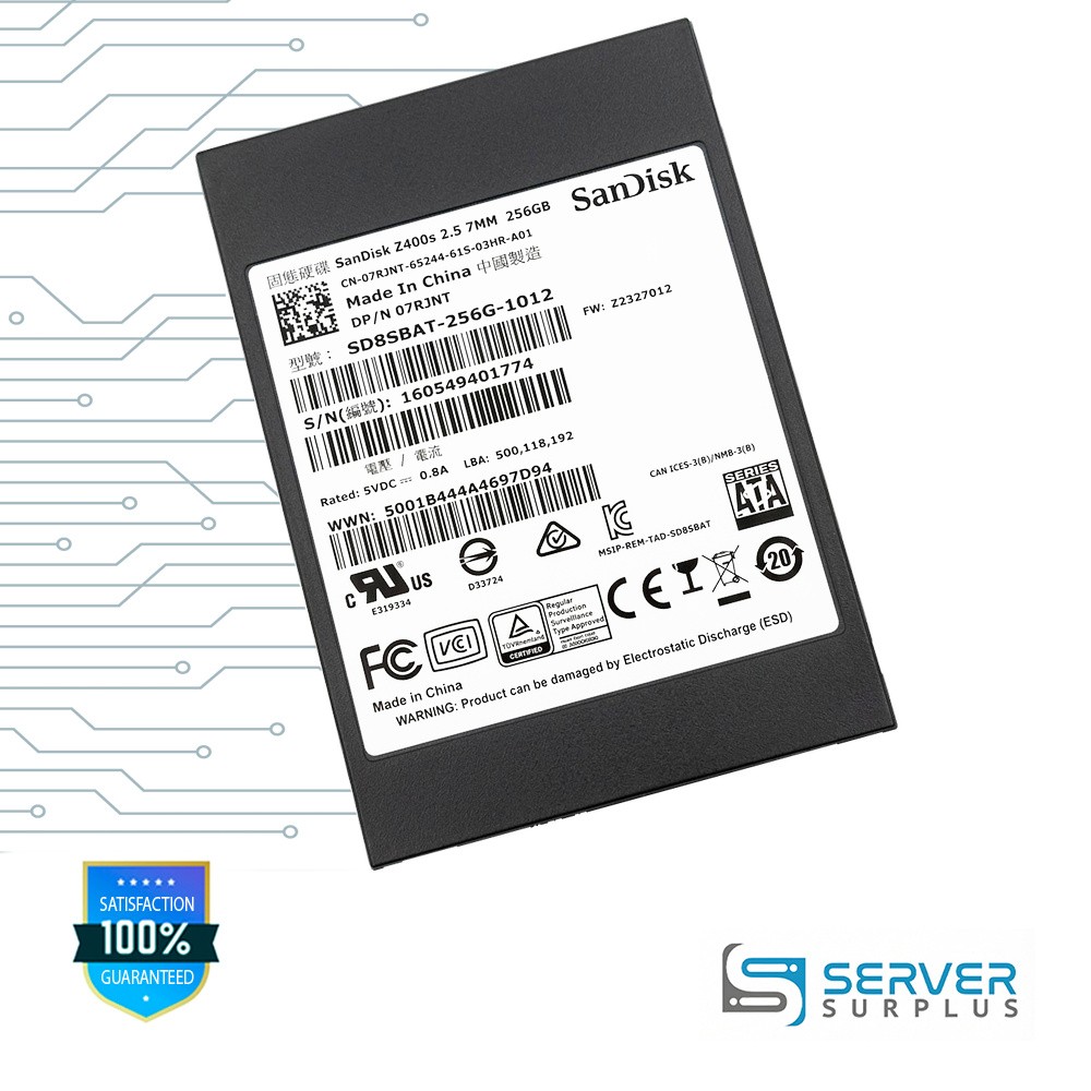 Dell Z400s 256GB SATA 2.5 in Enterprise SSD | 07RJNT | SD8SBAT-256G-1012 | 7RJNT