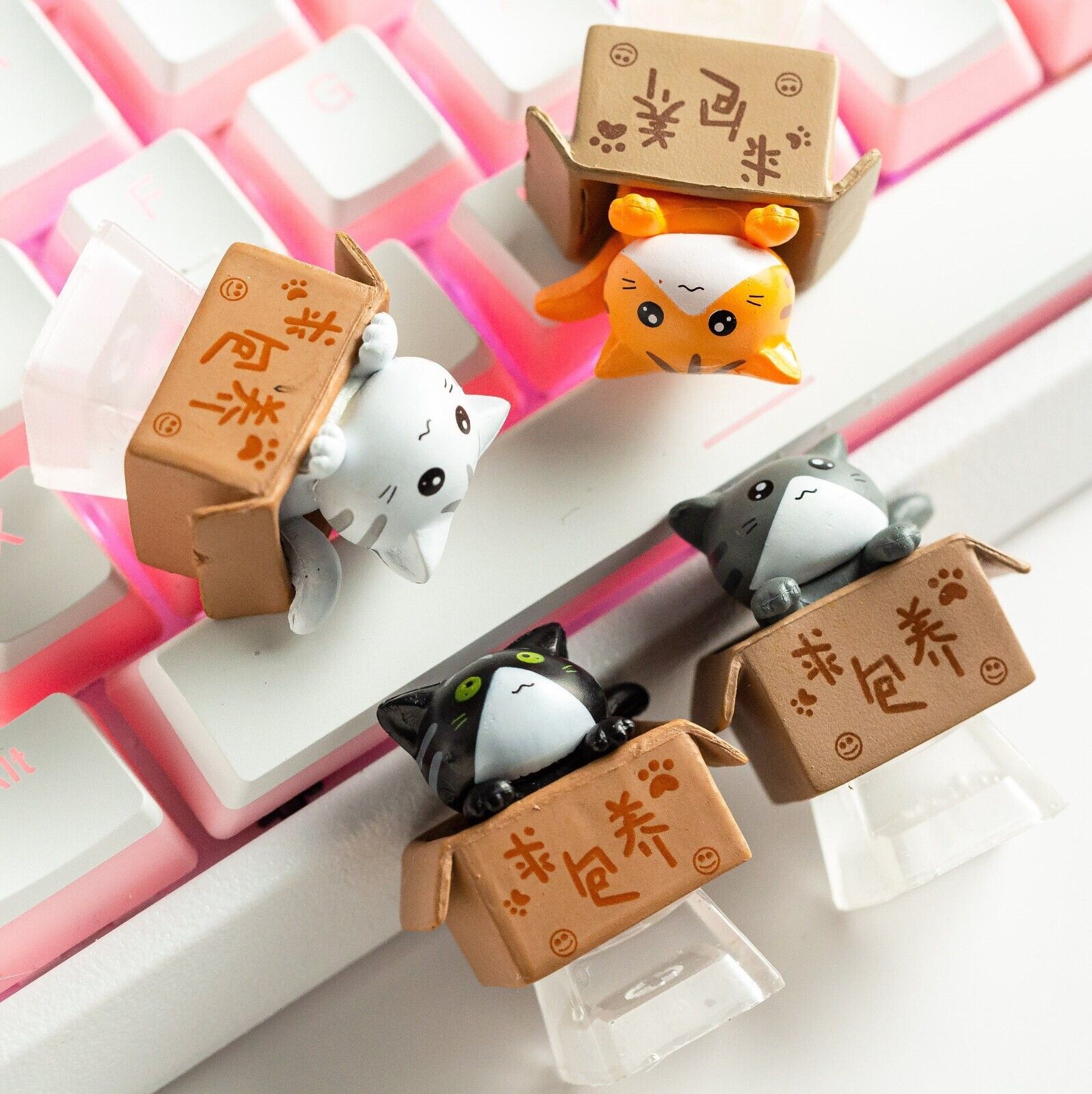 Cute Cat Keycaps, Backlit kitty keycap , Kitty Resin Artisan Keycap For Mechanic
