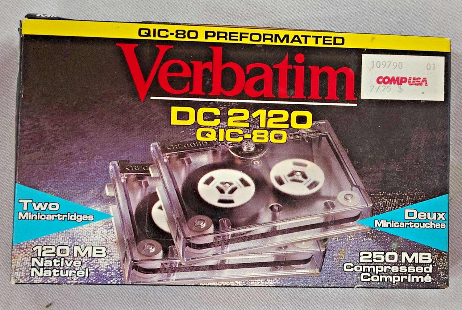 Verbatim DC2120 QIC-80 120MB Preformatted Mini Data Cartridges 2 Sealed