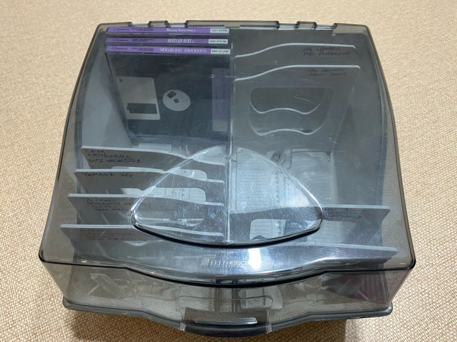 Fellowes 3.5" Double Midi Floppy Disc Plastic Storage Box Case Keys Vintage 80s