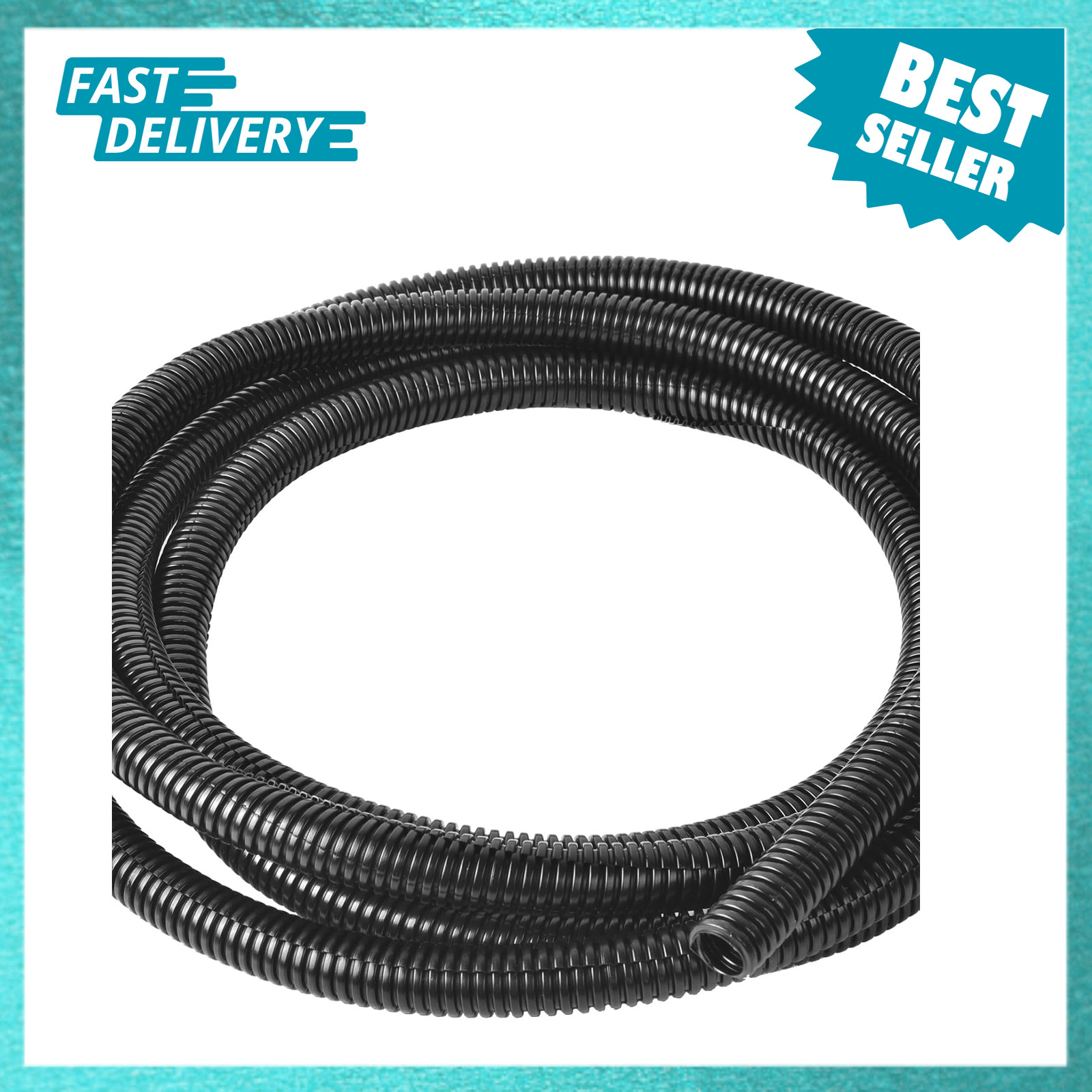 1/4 Inch Wire Loom Split Tubing 50 Feet Black Flexible Conduit Automotive Cable