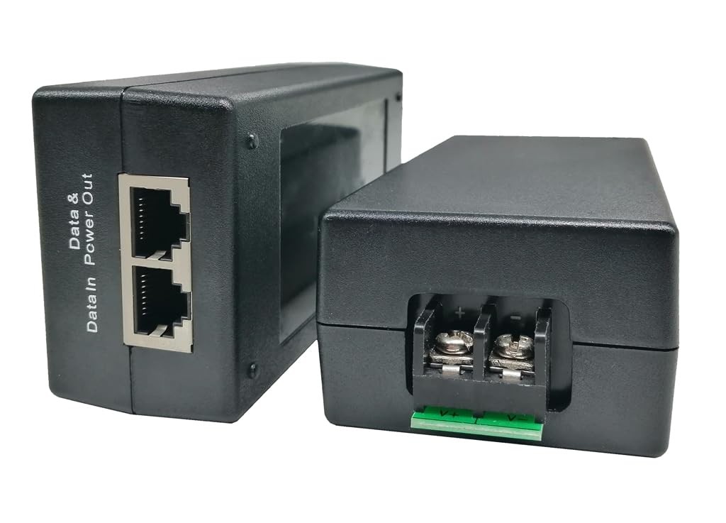 24V Gigabit POE Injector 12/24V DC Input 24V/1A 24W Passive Mode B Solar