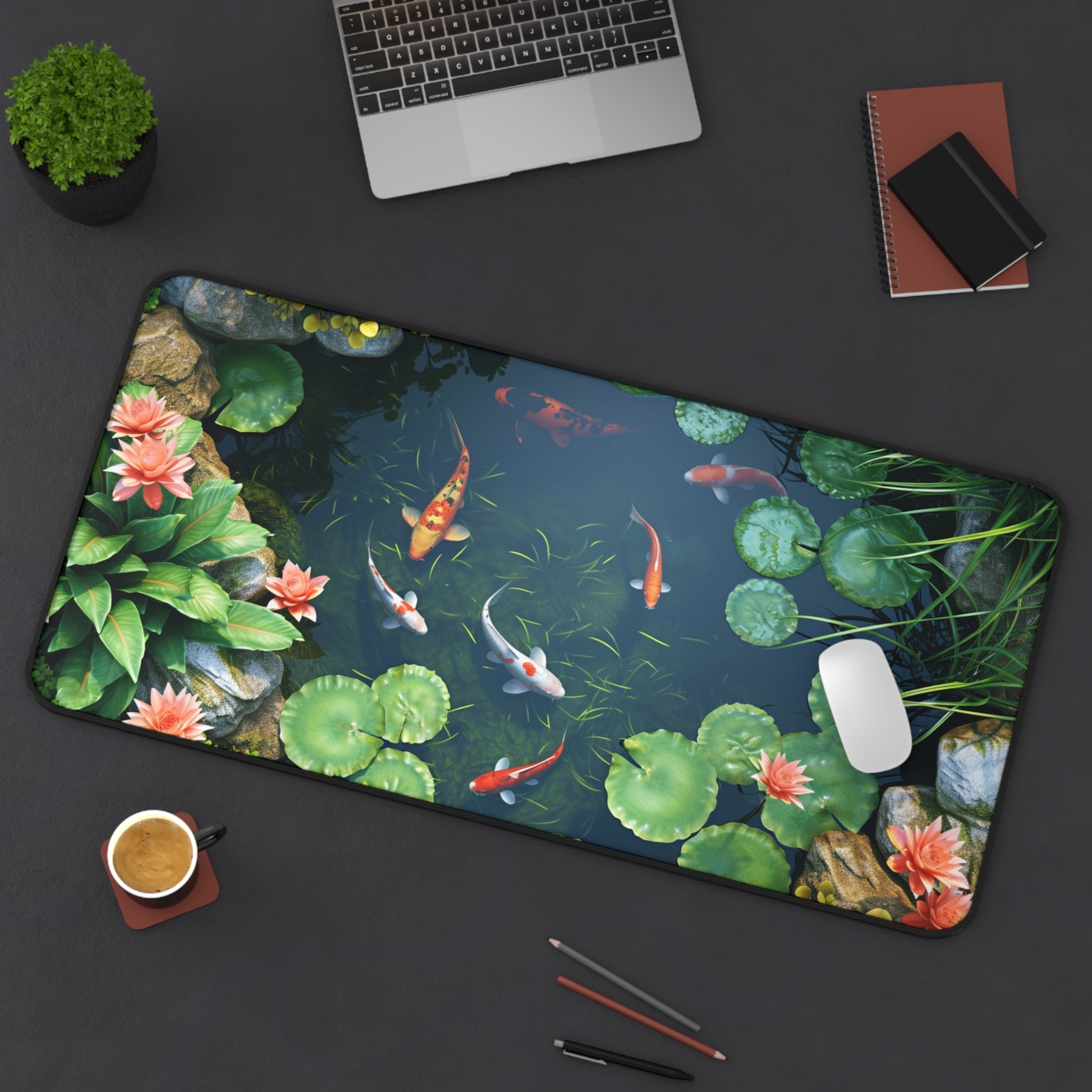 XL Desk mat, Serene Koi Pond, Mouse Pad