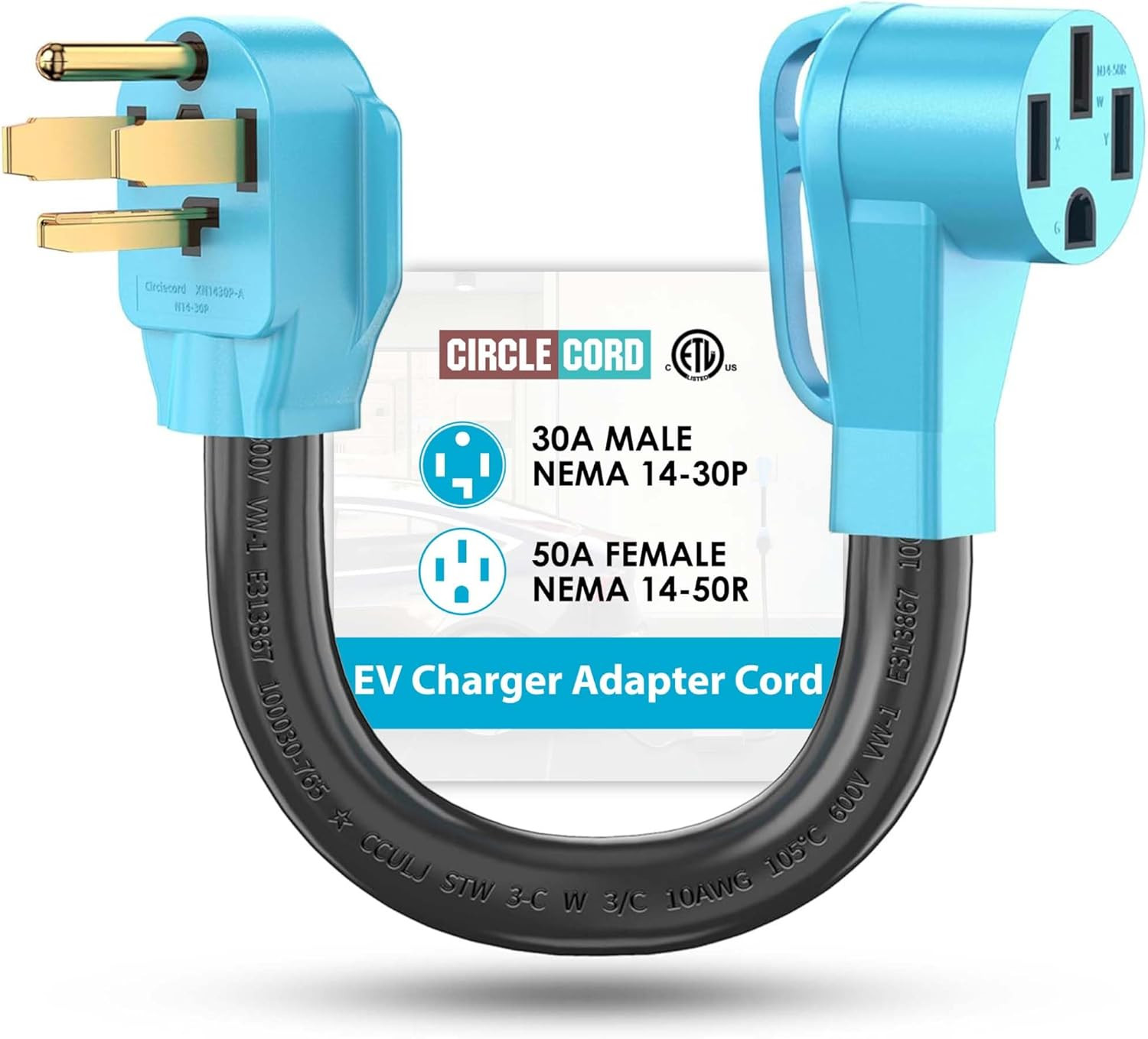 4 Prong NEMA 14-30P to 14-50R EV Charger Adapter Cord Compatible