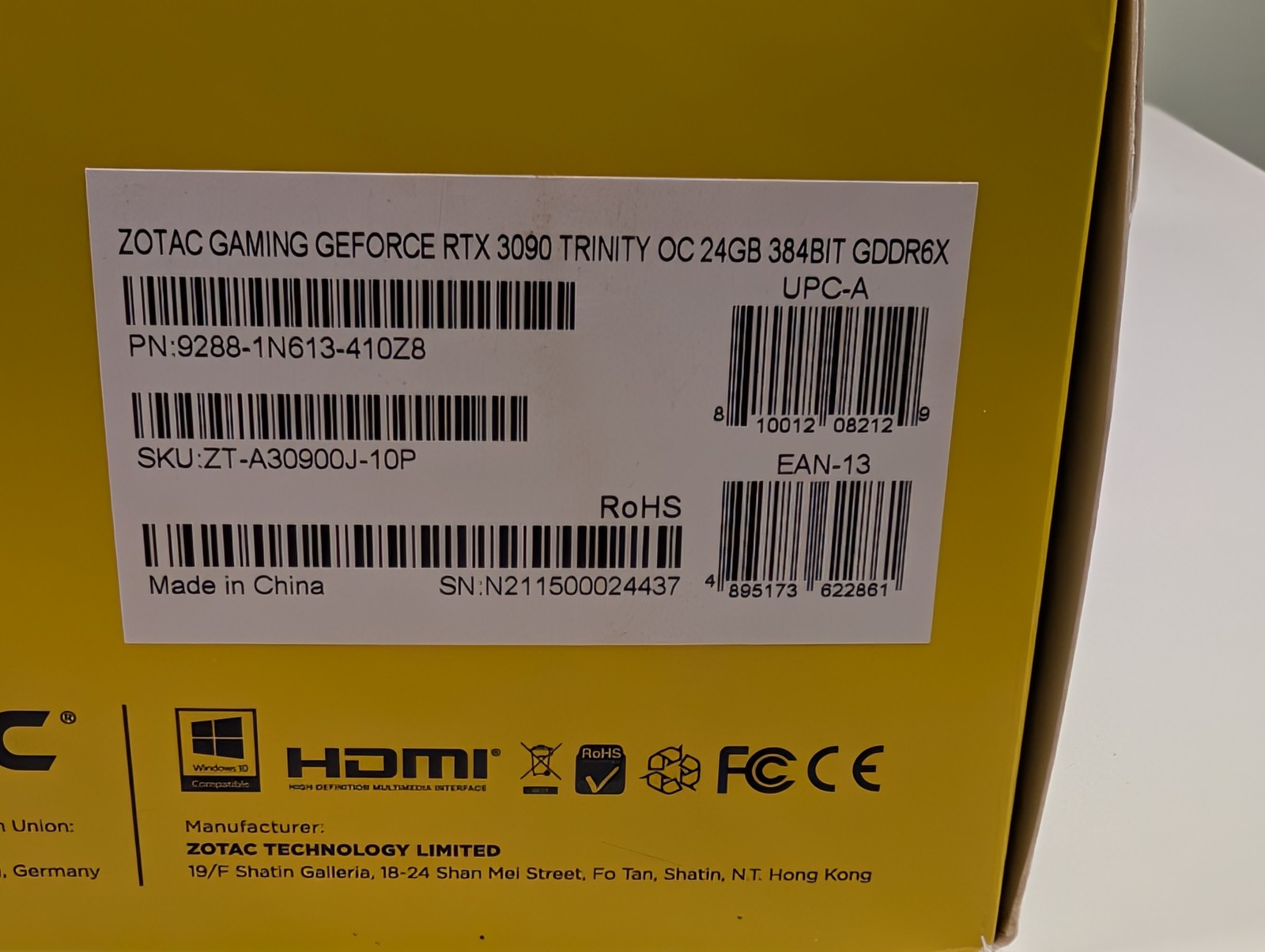 ZOTAC GAMING GeForce RTX 3090 Trinity OC 24GB GDDR6X Graphics Card