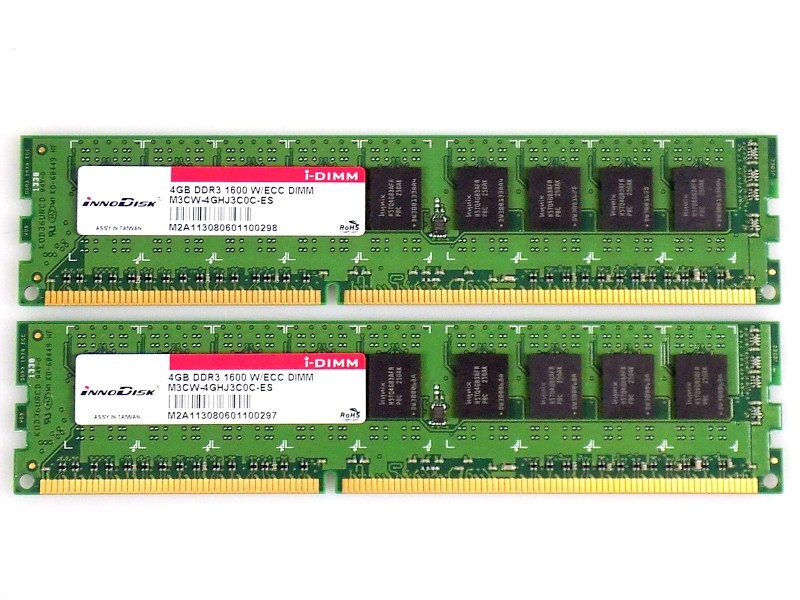 8GB (2x4GB) Innodisk M3CW-4GHJ3C0C-ES DDR3 1600Mhz PC3-12800E ECC UDIMM RAM