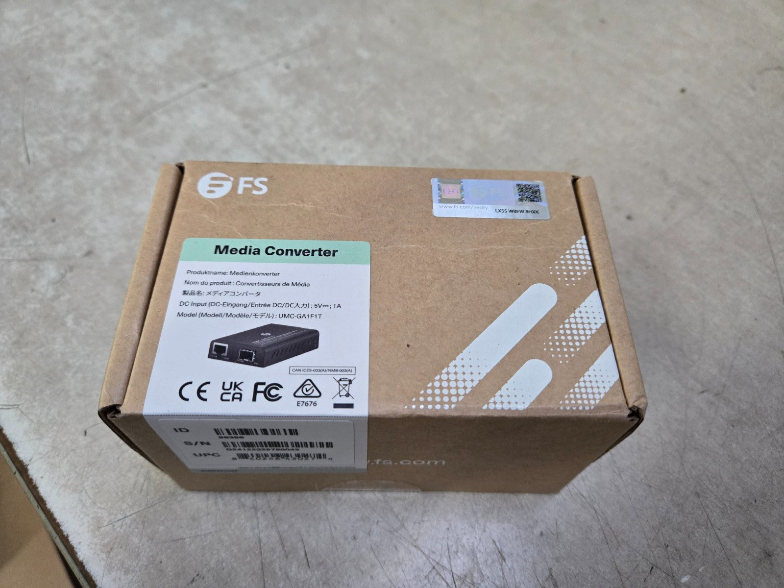 FS Mini Ethernet Media Converter Unmanaged 1x RJ45 to 1x SFP # UMC-GA1F1T SEALED