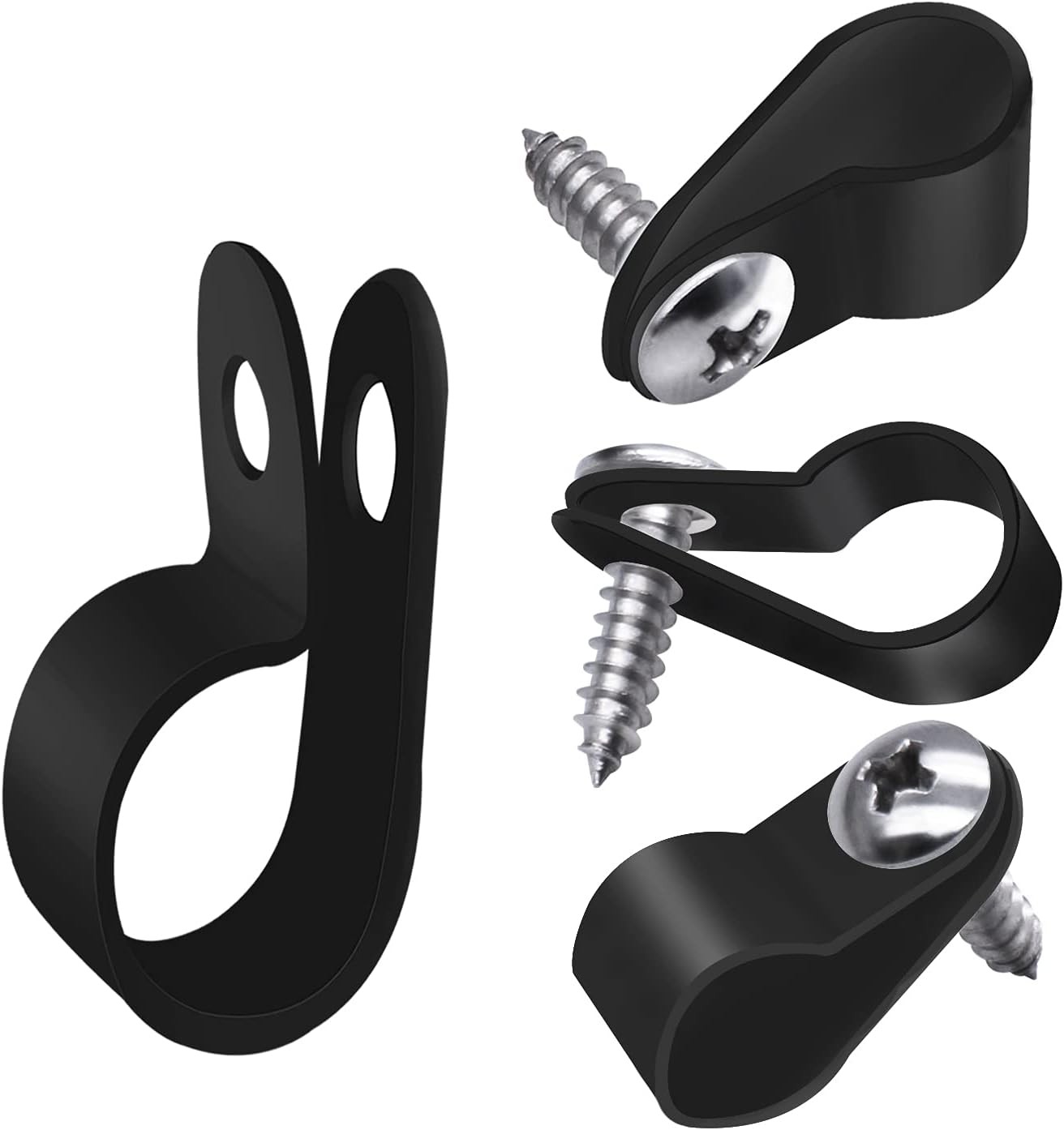 100PCS 1/4 Inch Rope Light P-Style Mounting Clips Plastic Cable Clamps