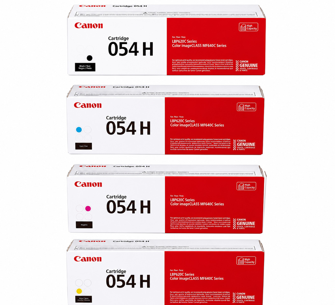 Canon 054H Toner Set 4 Pack Black, Cyan, Magenta and Yellow