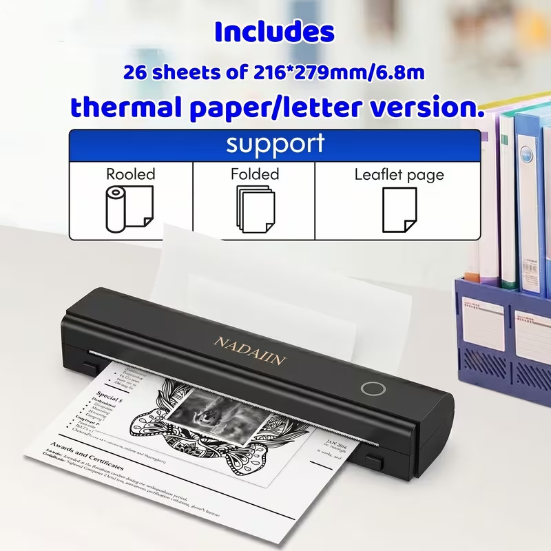 Wireless Bluetooth Portable Inkless Thermal Printer
