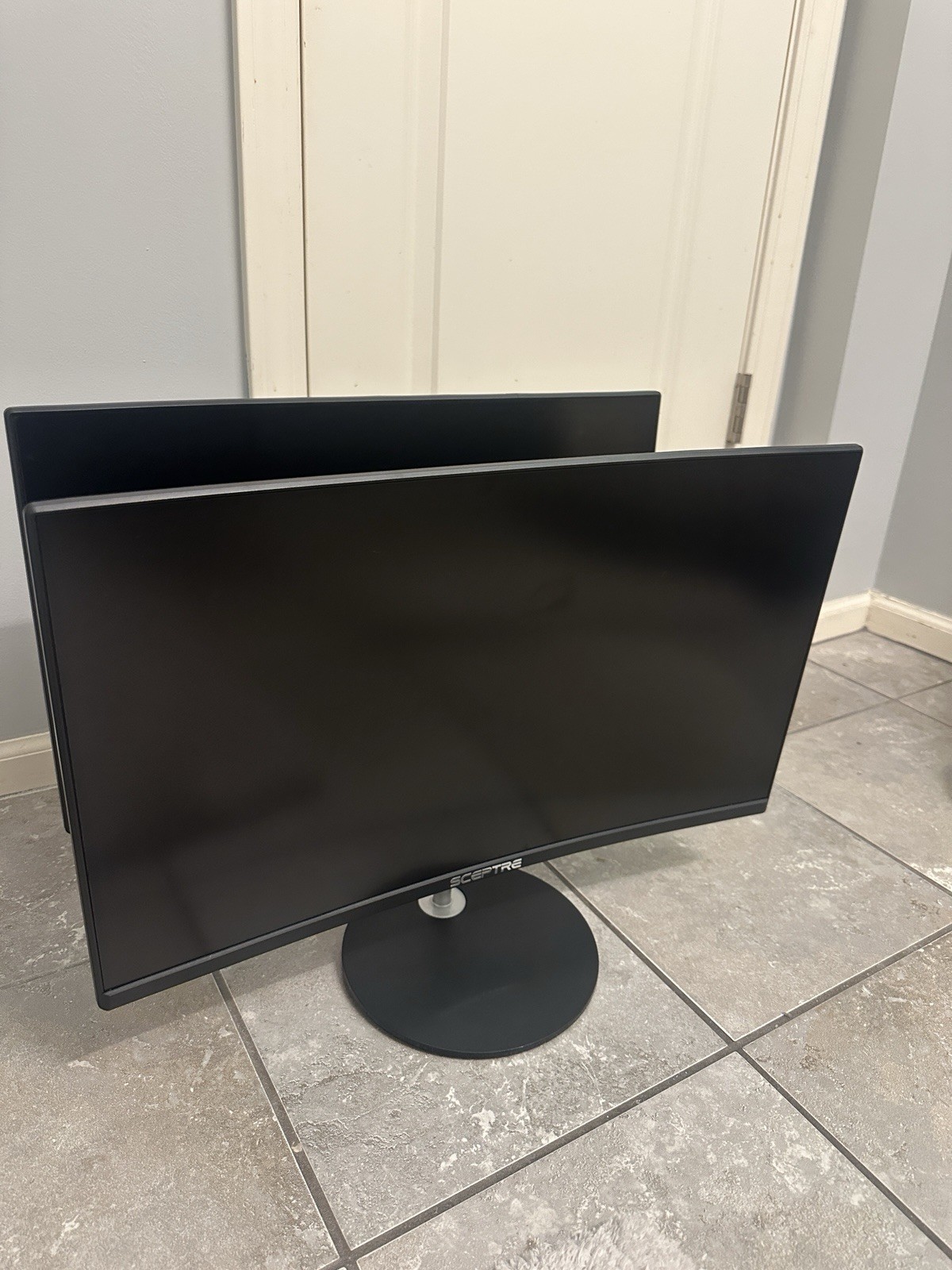 Sceptre Curved Screen Monitors Lot of 2 Black HDMI VGA Inputs Sleek Design