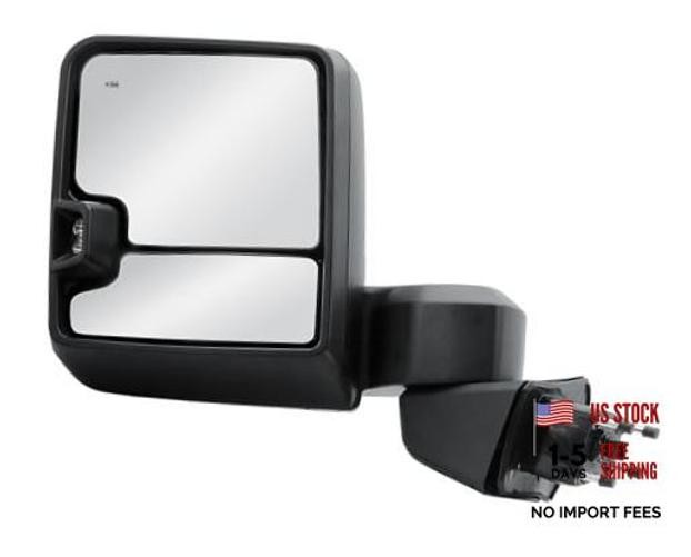 Driver Left Side Door Towing Mirror - Power Heated Glass - Black Driver (LH)