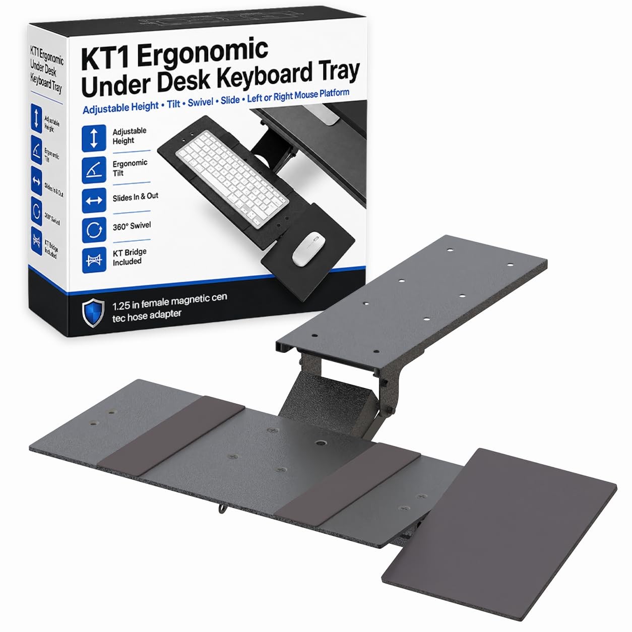 KT1 Ergonomic Keyboard Tray Under Desk, Under Desk Slide Out Tray with Adjust...