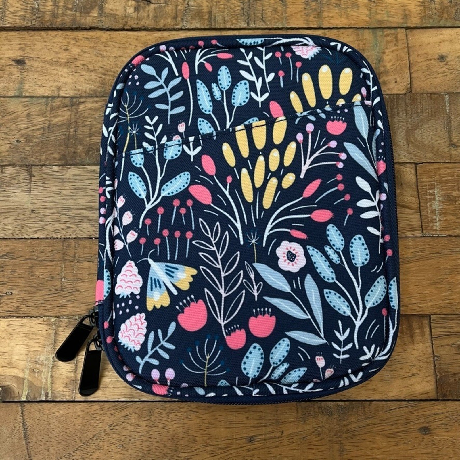 TiMOVO Tablet Sleeve 6.25 x 7.75 in Vibrant Floral & Butterfly Pattern Navy Blue