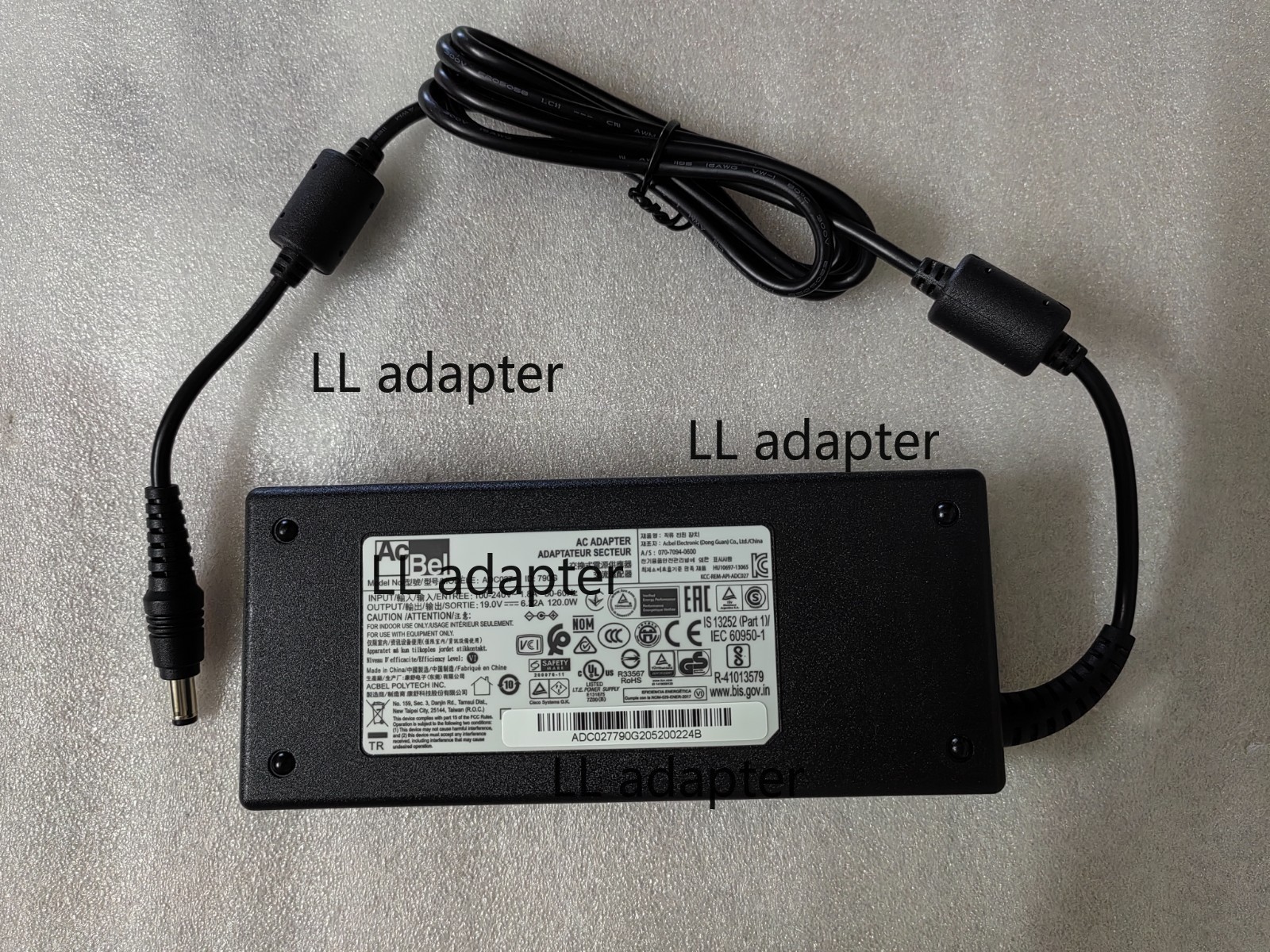 NEW Genuine AcBel 19V 6.32A 120W ADC027 790G For MSI GV62 7RC MS-16JD AC Adapter