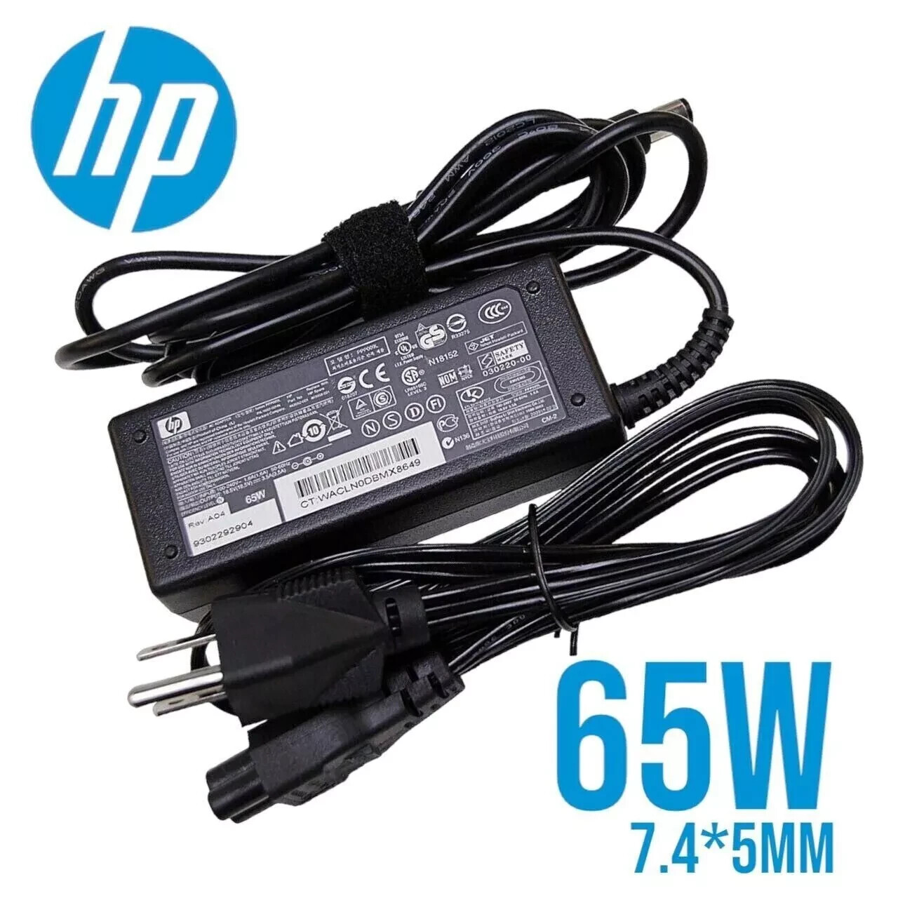 LOT OF 2 - OEM Big Barrel HP Laptop Charger Power Adapter 65W 19.5V 3.33A 902990