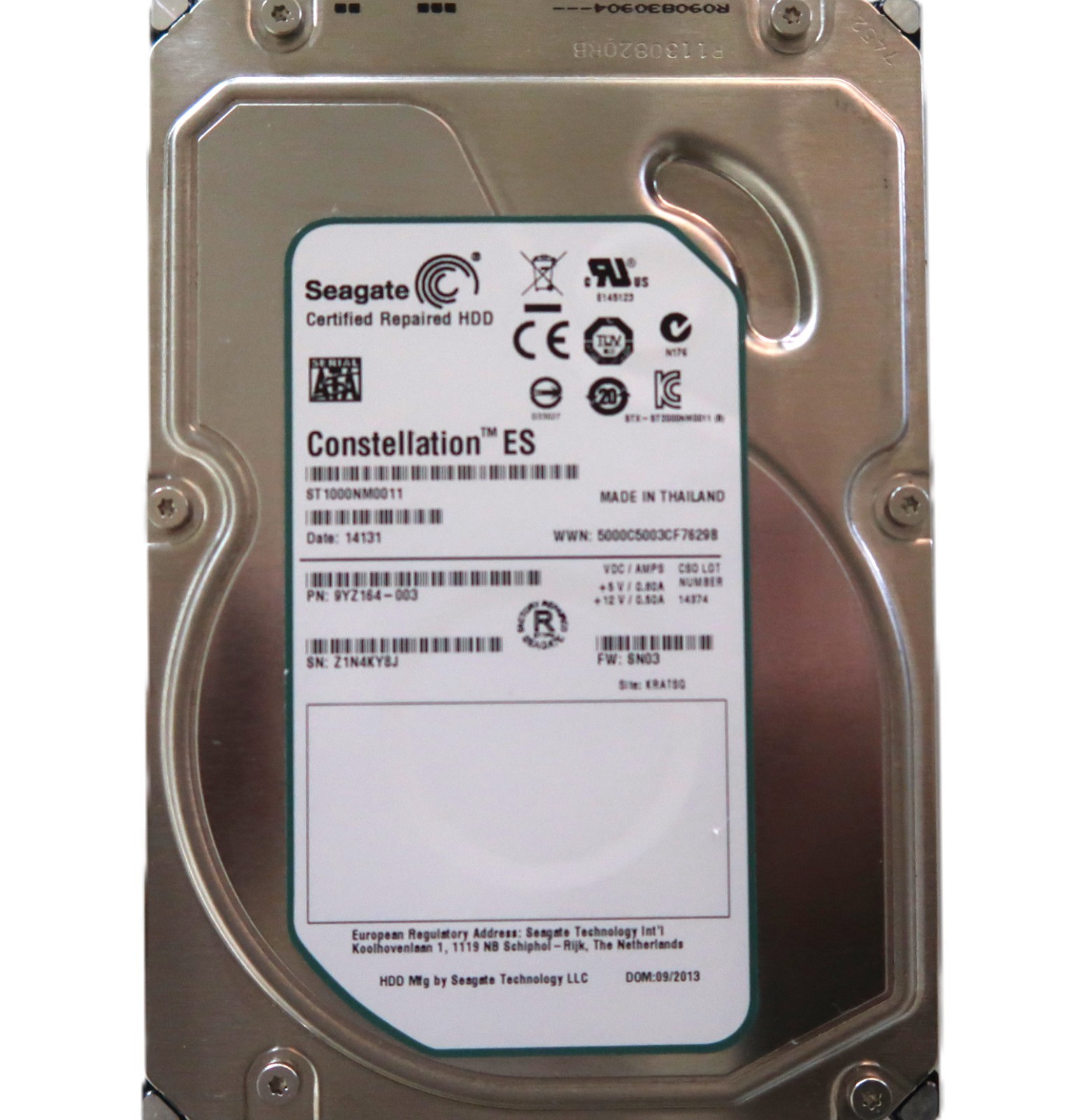 Seagate ST1000NM0011 9YZ164-003 SN03 KRATSG (Z1N) Thailand 3.5" 1TB Sata 09/2013