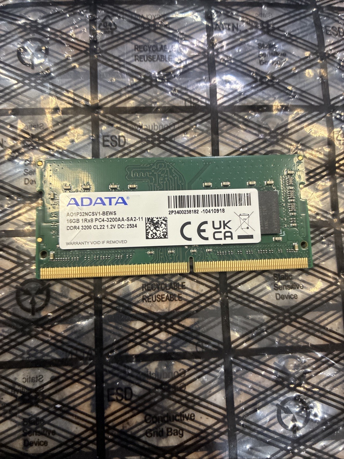 Lenovo ADATA 16GB DDR4 3200MHz SO-DIMM Laptop RAM PC4-3200AA AO1P32NCSV1-BEWS