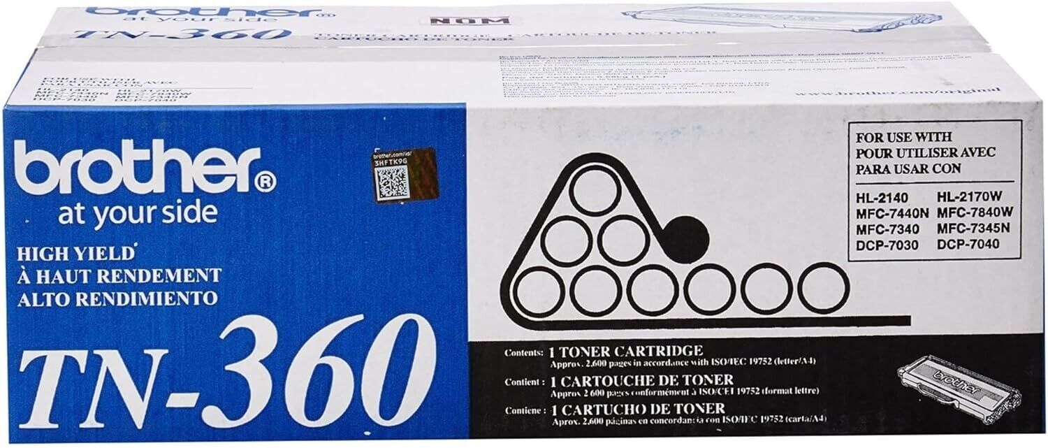Brother Genuine TN360 Toner Cartridge Black TN-360 - 