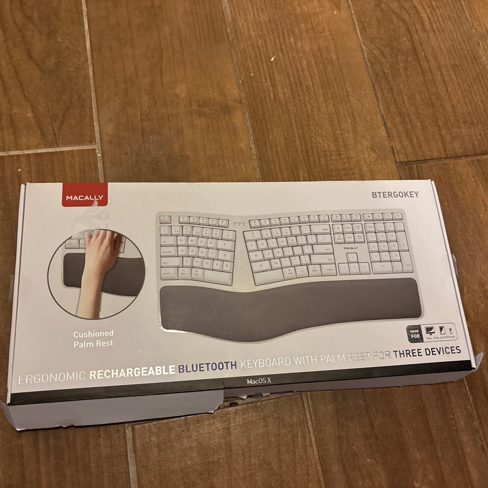 Macally BTERGOKEY Bluetooth Ergonomic Split Keyboard Mac iPhone iPad No Cable