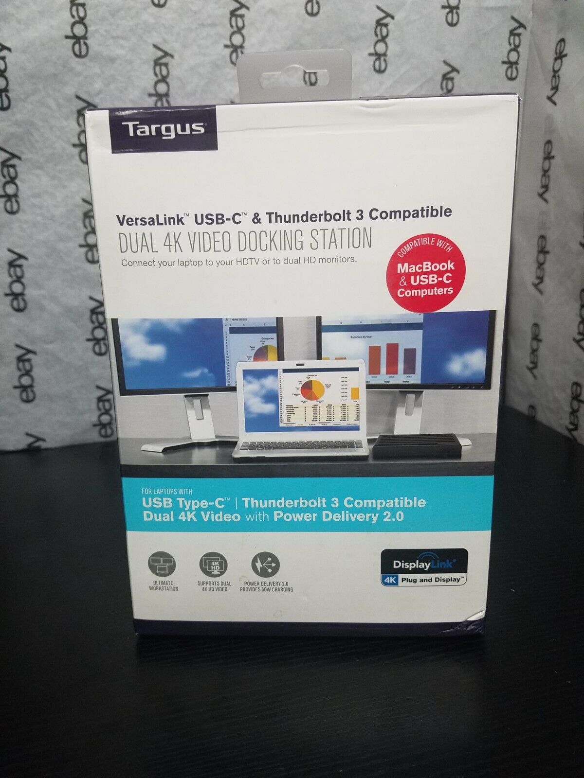 Targus VersaLink USB-C and Thunderbolt 3 Dual 4K Video Dock (DSU400US)*OPEN BOX*