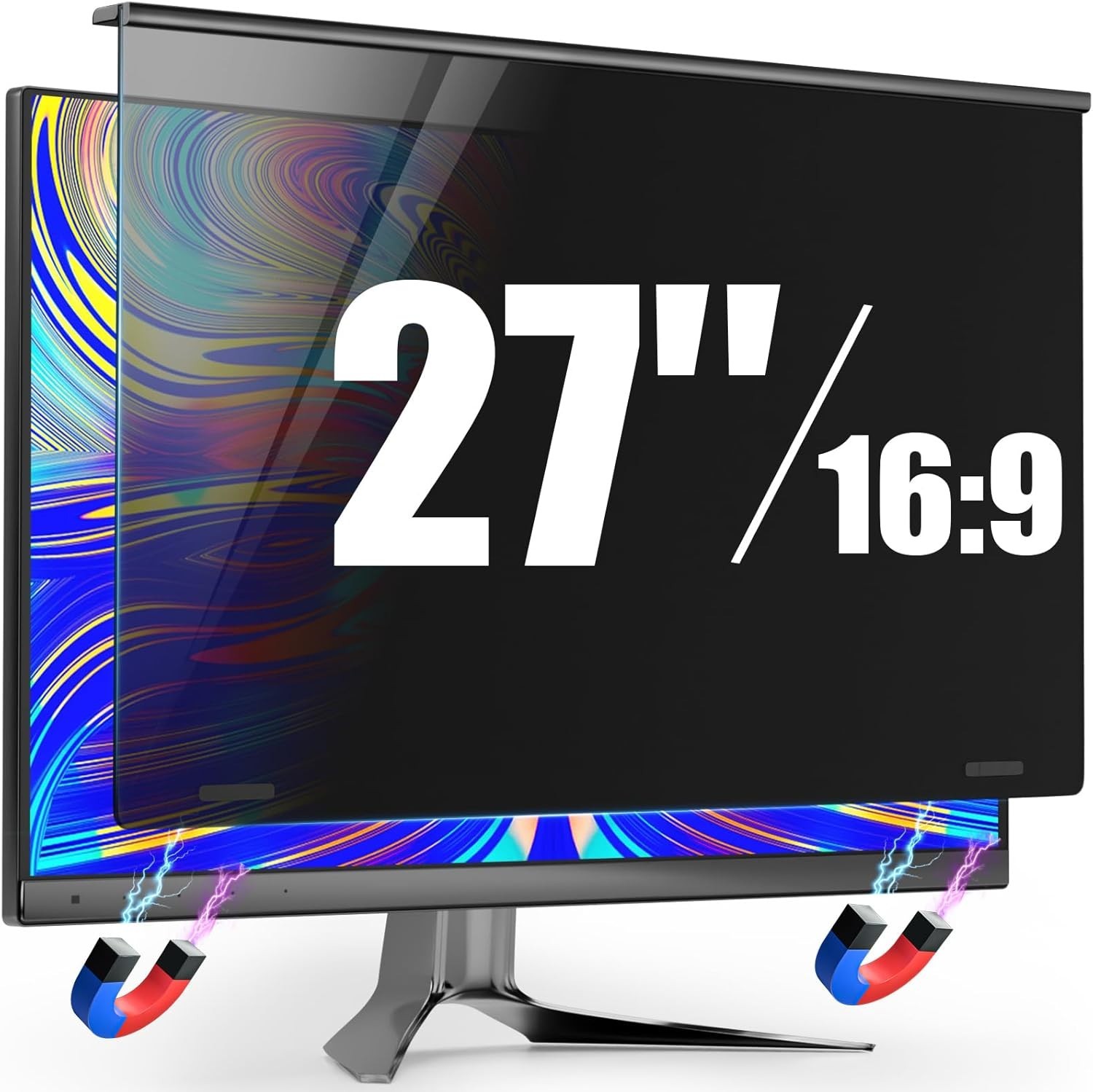 Magnetic Privacy Screen for Frameless Computer Monitor 27 Inch 16:9 Aspect Ra...