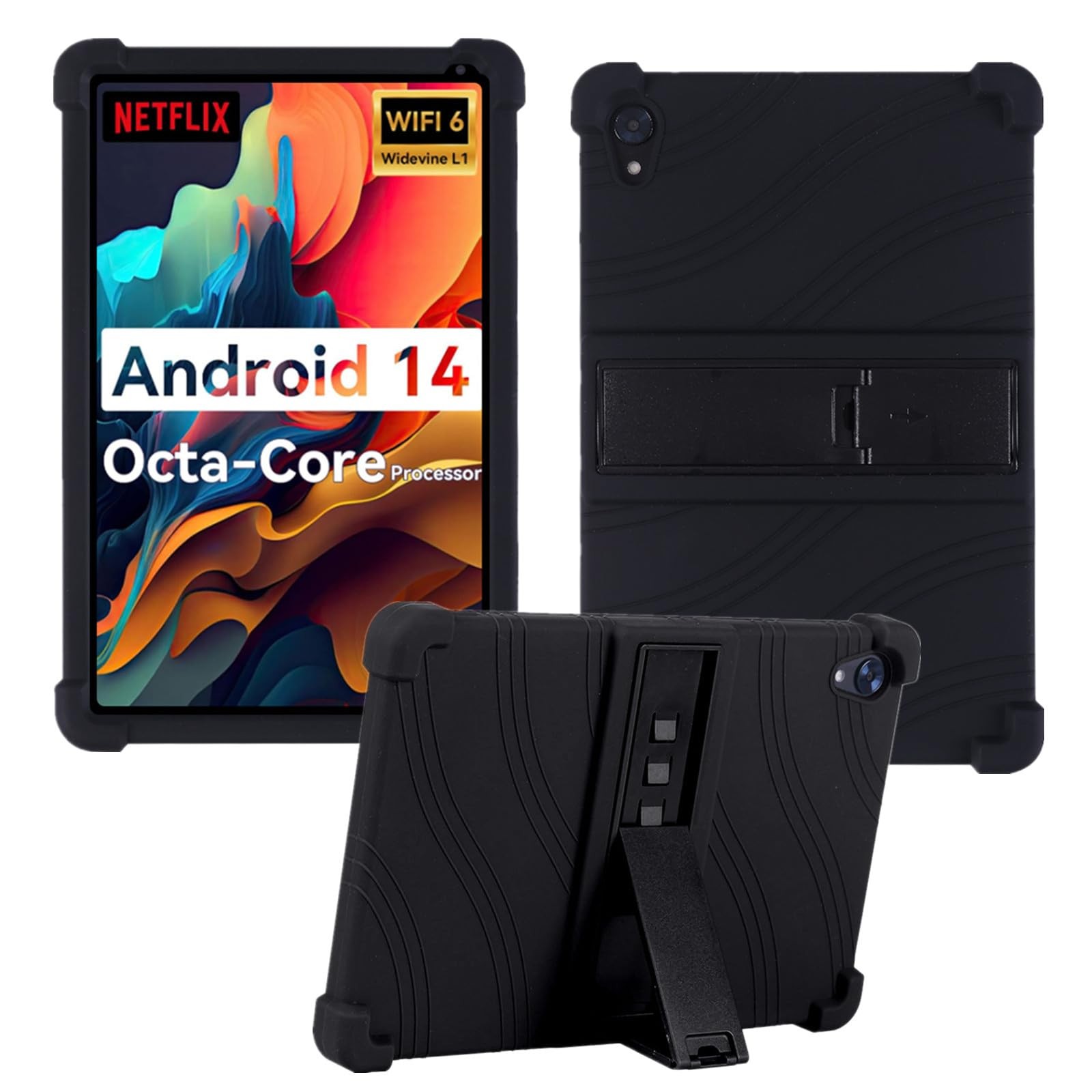 Case for Urao C107 Tablet, Kids Friendly Soft Silicone Adjustable Stand Cover...