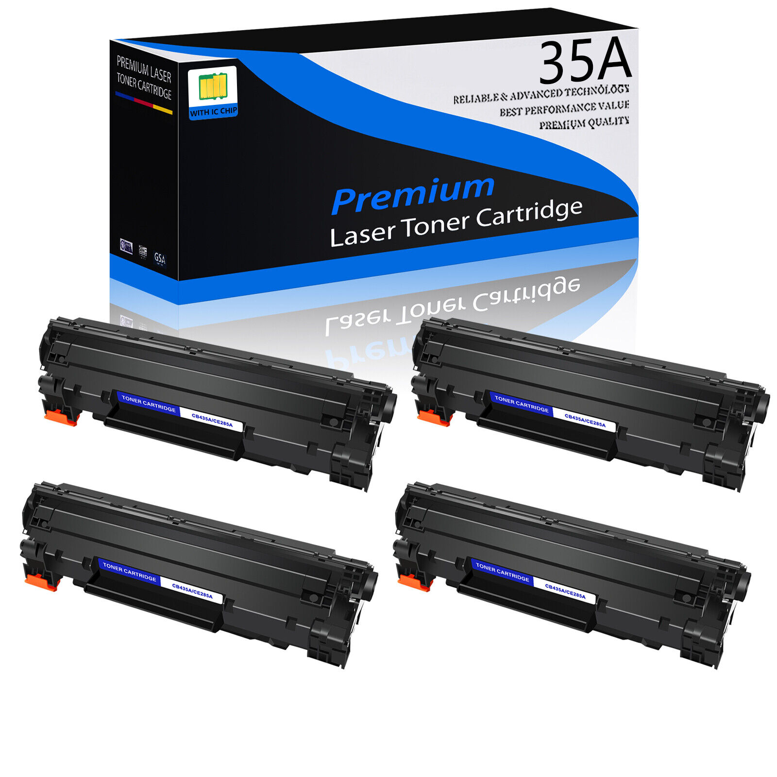 4 PACK CB435A 35A Laser Toner Cartridge for HP LaserJet P1006 P1003 P1004 P1002