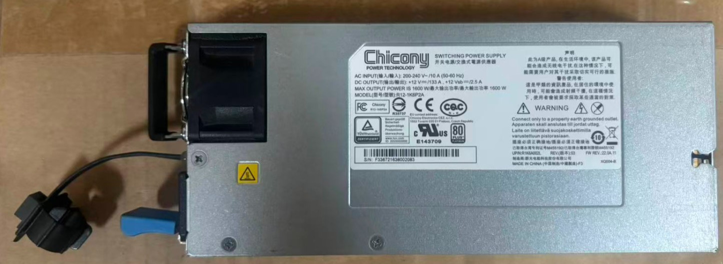 Chicony R12-1K6P2A 1600W 80 Plus Platinum Server PSU R1K6A002L