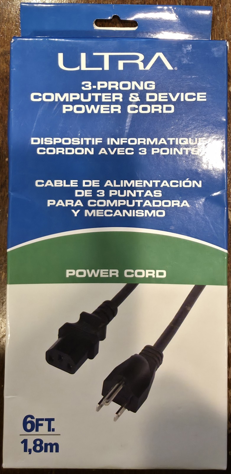 Brand New Ultra 3-Prong Computer & Device Power Cord 6Ft Heavy Duty 18AWG 10Amps