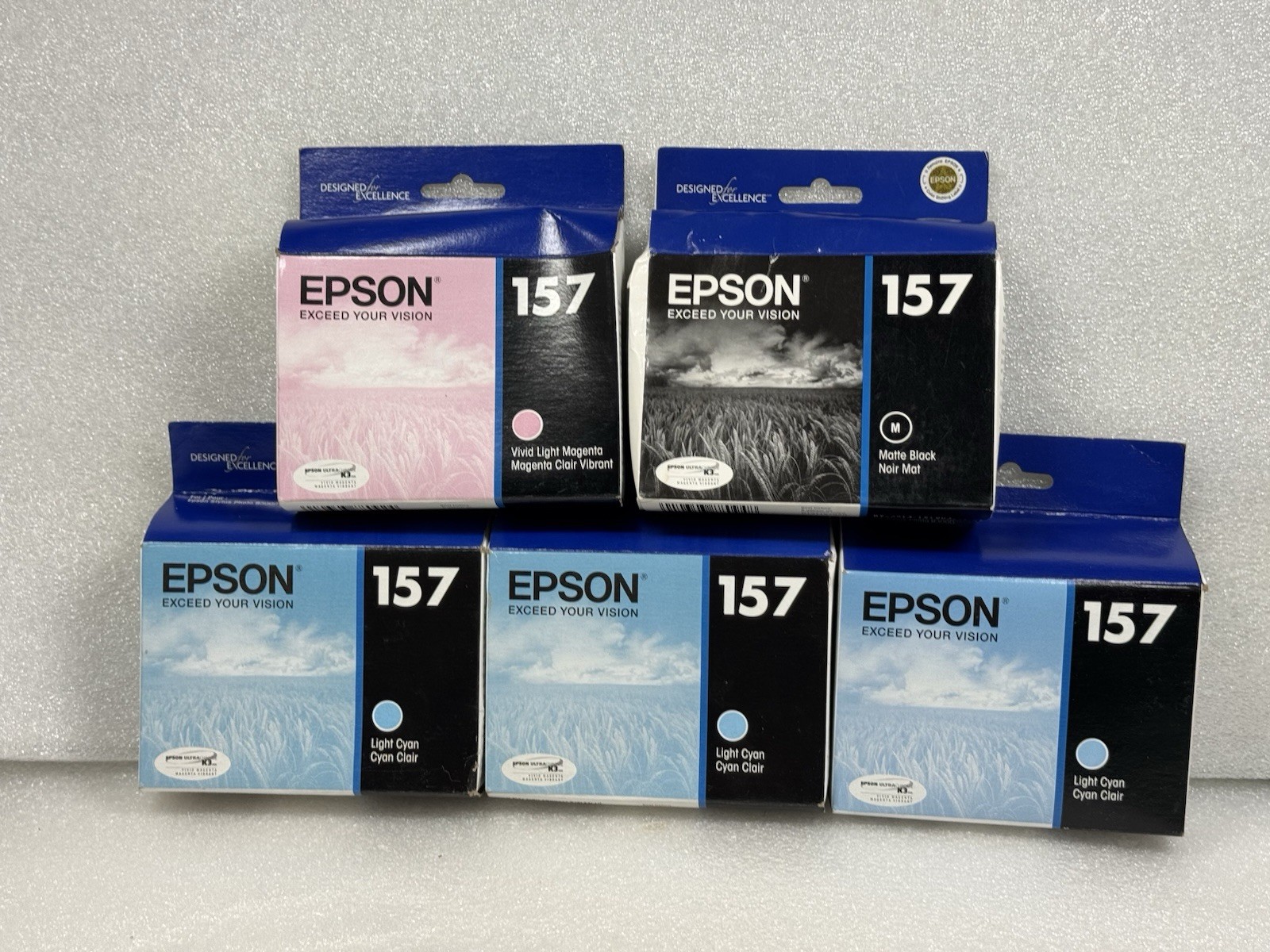 Genuine Epson 157 Ink Cartridges Light CYAN Vivid Light Magenta Dates: 2013-2020