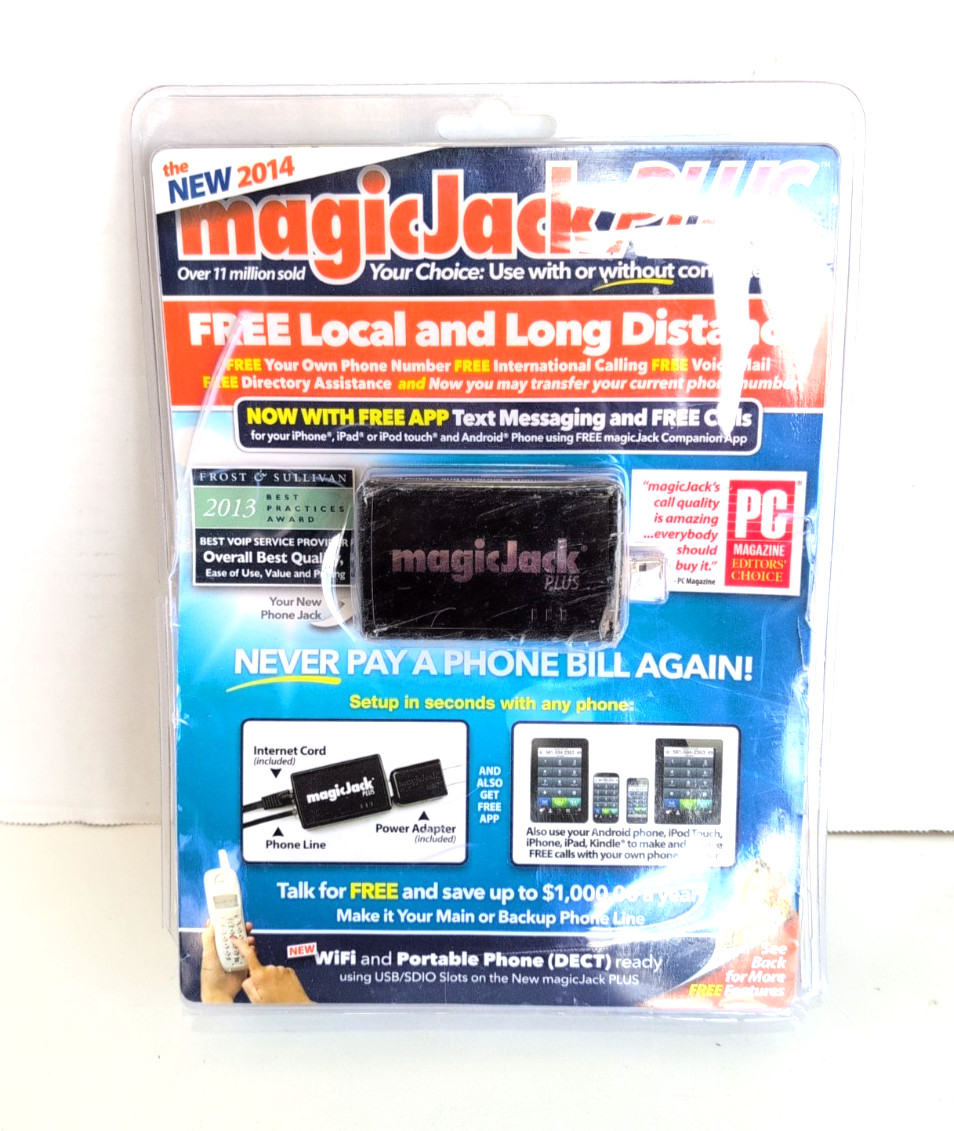 MagicJack Magic Jack Plus Local Long Distance Calling Main USB & Plug/Read