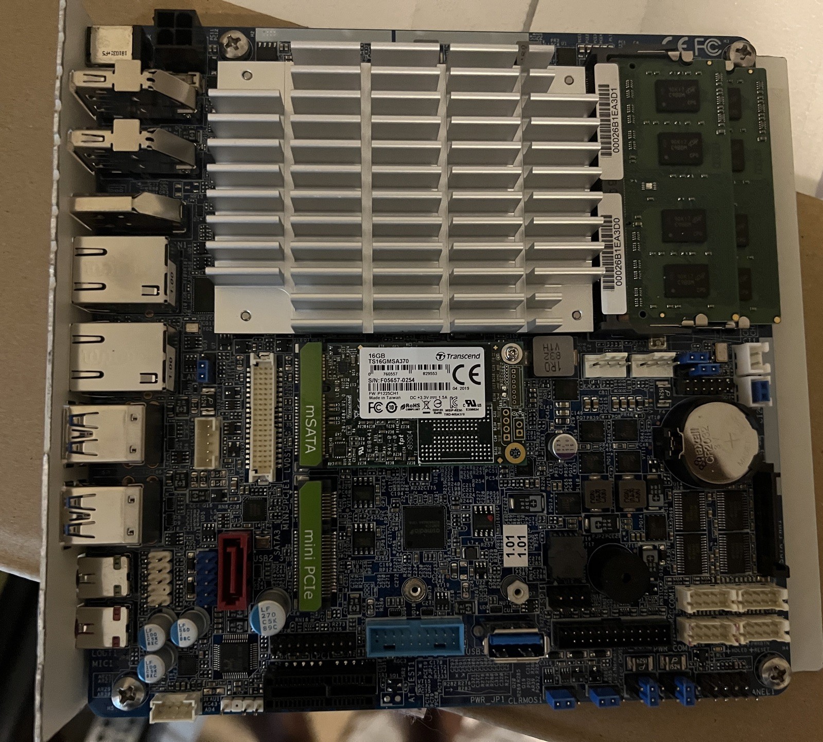 Transcend 71140-001 REV 2.0 Celeron N3160 1.60GHz 4GB  ITX SBC 16gb ssd 