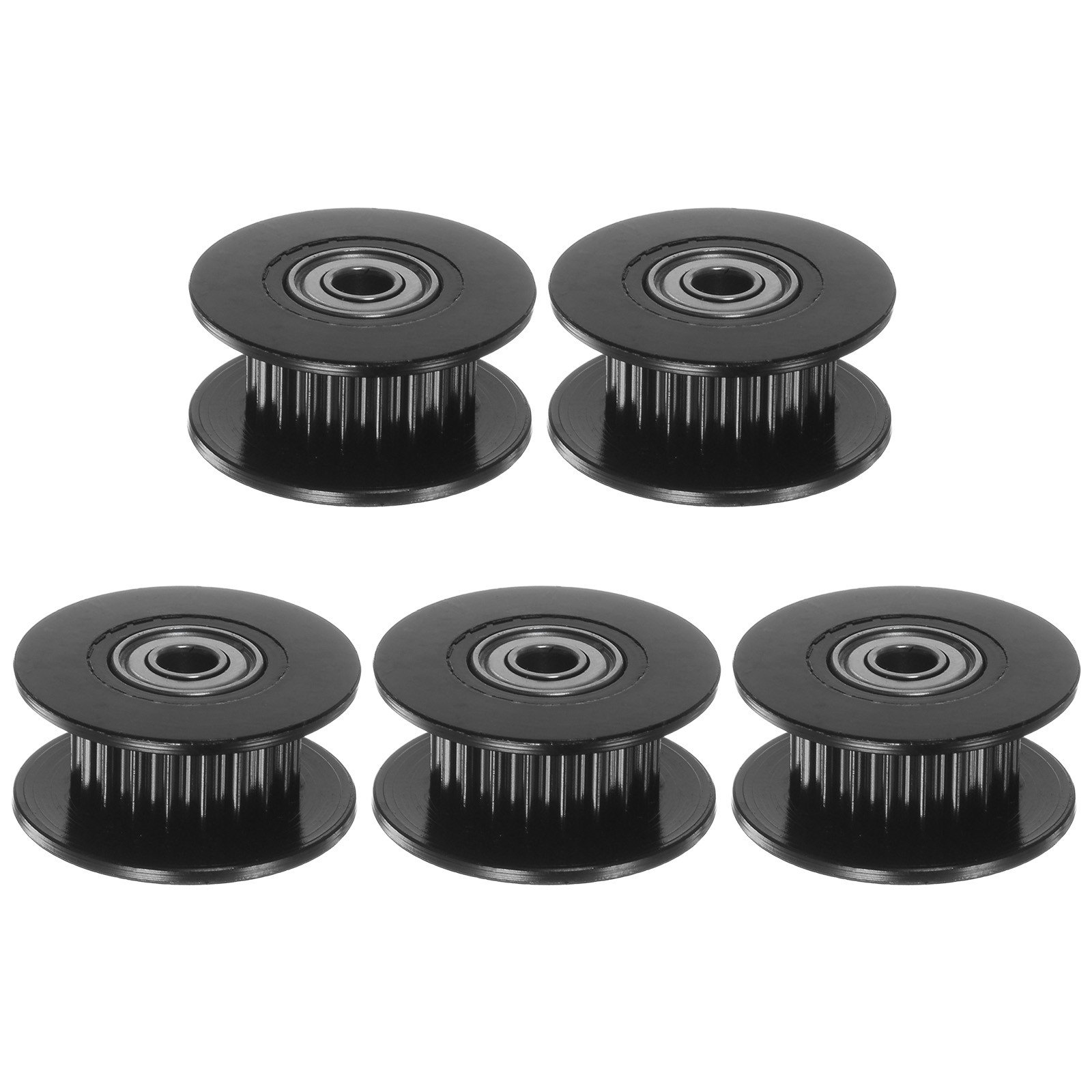 5pcs 2GT Idler Pulley 20 Teeth 3mm Bore 18mm Dia. 6mm Width Belt, Black