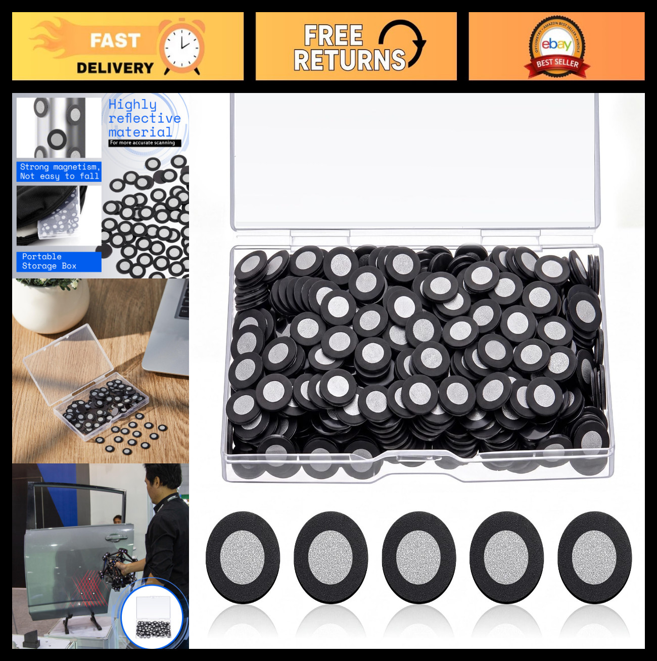 800 Pcs 3D Magnetic Tracking Dots for Scanning Reference Point Markers, 6mm/10mm