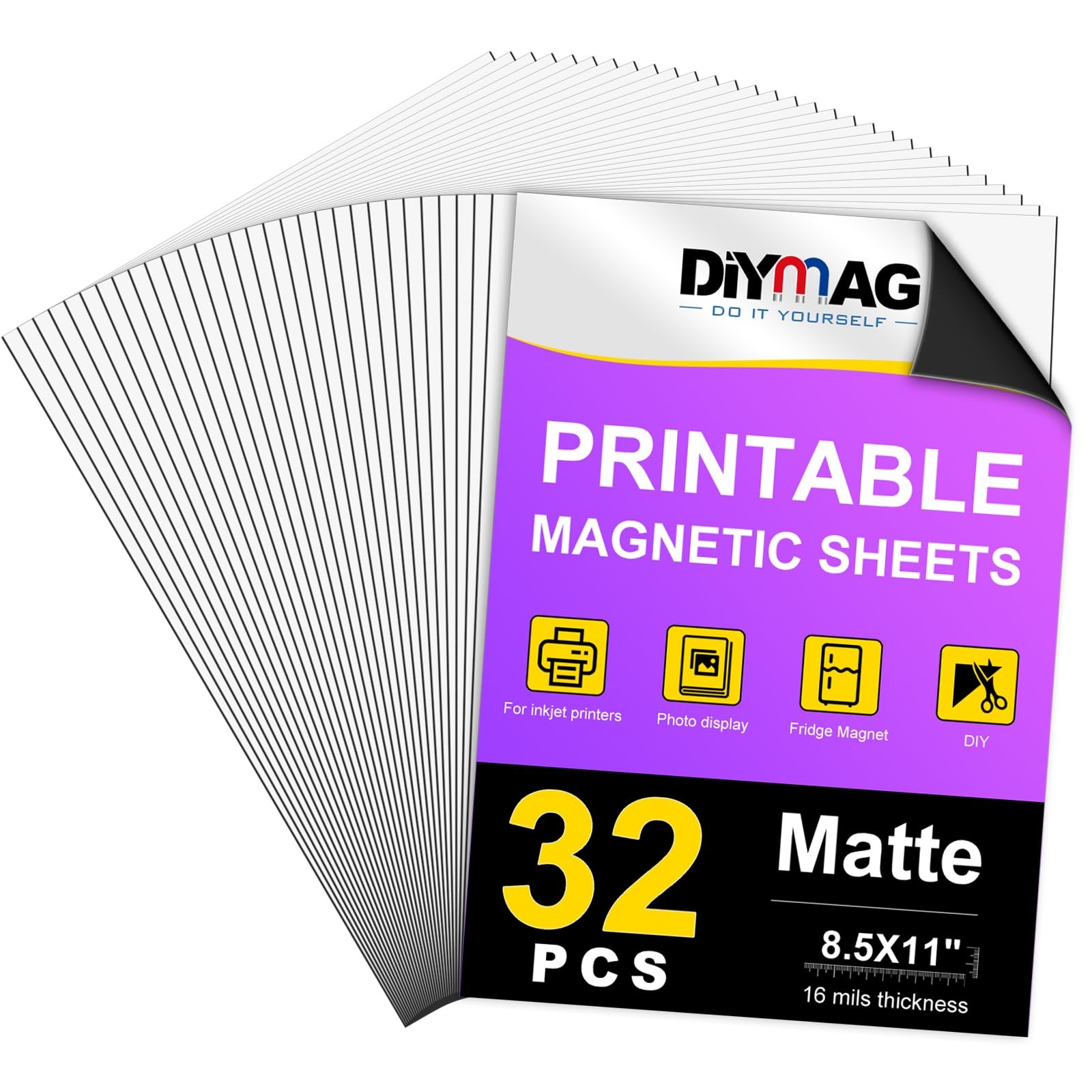 Printable Magnetic Sheets, Matte 32Pcs 8.5"x11" for Inkjet Printers
