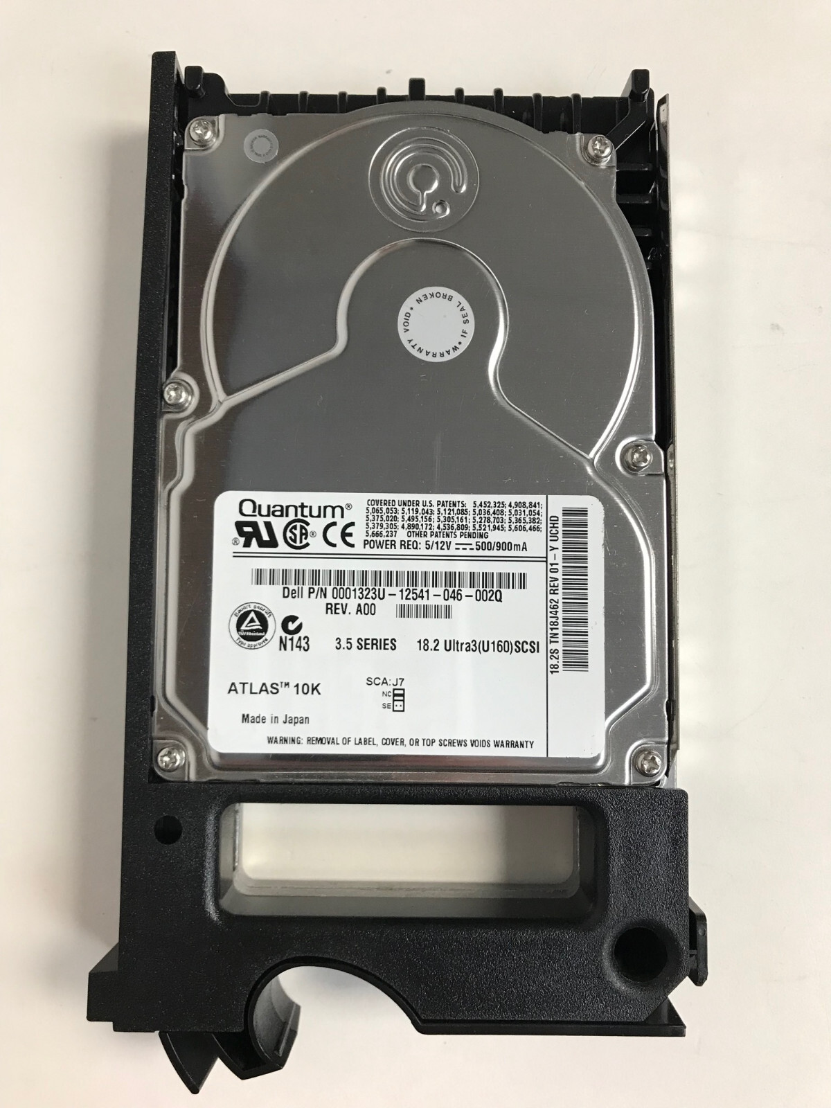 DELL 1323U 18.2GB 3.5  ULTRA3 U160 10K SCSI HARD DRIVE W/TRAY QUANTUM ATLAS 10K