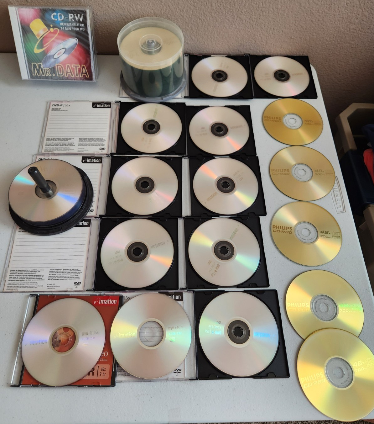 83 pc DVD & CD mixed lot of blank discs: Mr. Data, Sony, Phillips, Imitation