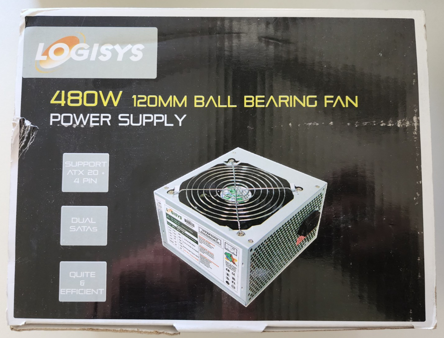 NEW - Logisys 480W 12CM (120 MM) Ball-bearing Fan PS480E12 ATX Power Supply