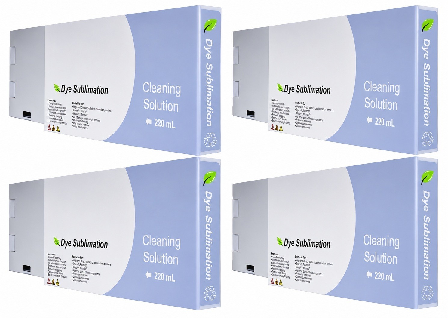 4 PREMIUM COMPATIBLE ROLAND WATER BASED CLEANING CARTRIDGE 220ML DYE SUBLIMATION
