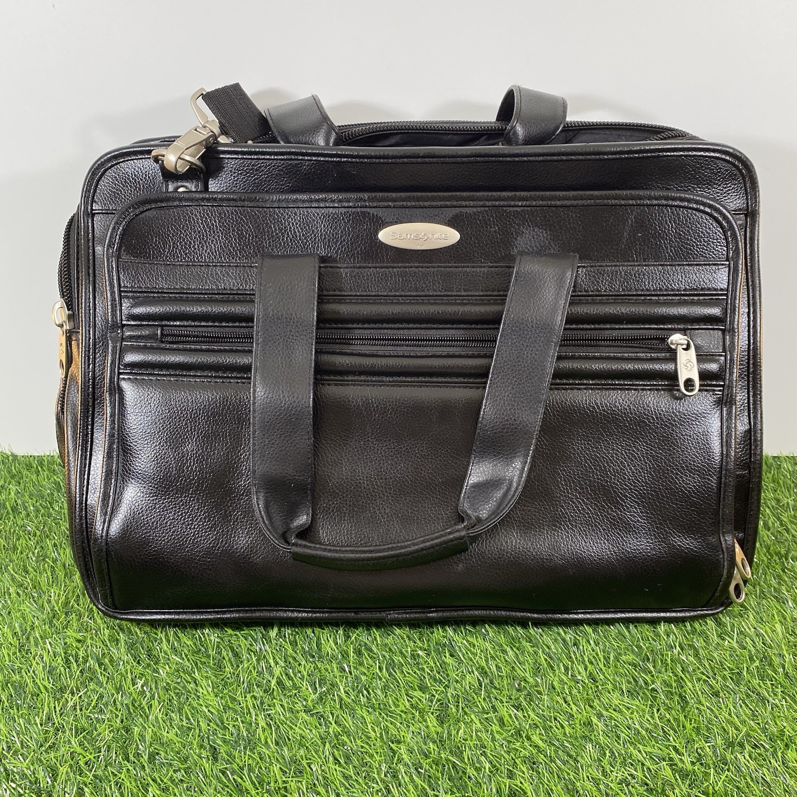Samsonite Executive Black Leather Like Briefcase and Travel Bag Black Expandable