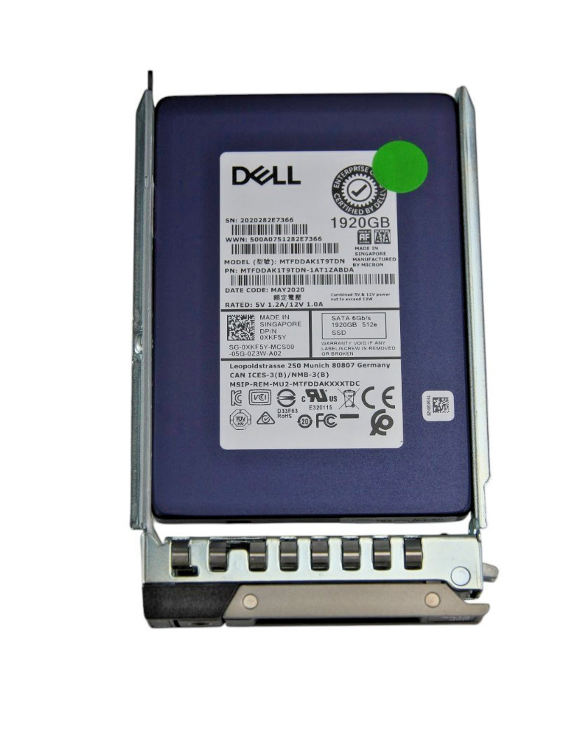 Dell Enterprise Micron 5200 Max 1.92TB SATA 6Gb/s MU 2.5' SSD XKF5Y(100% Health)