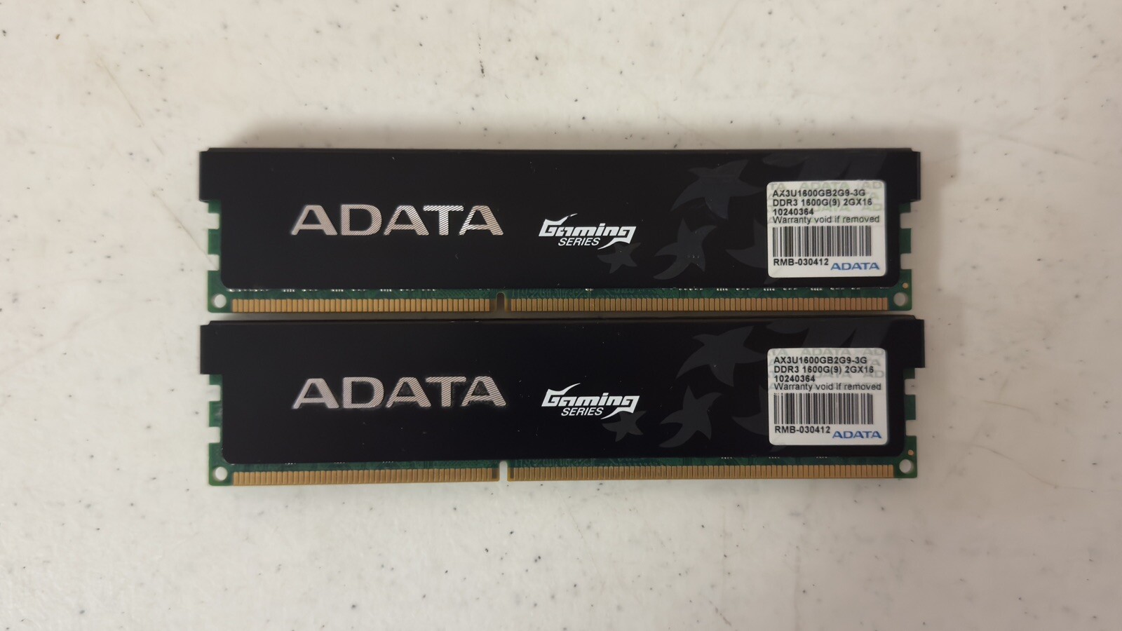 Lot of 2 - ADATA Technology PC3-12800 2 GB DIMM 1600 MHz DDR3 Memory