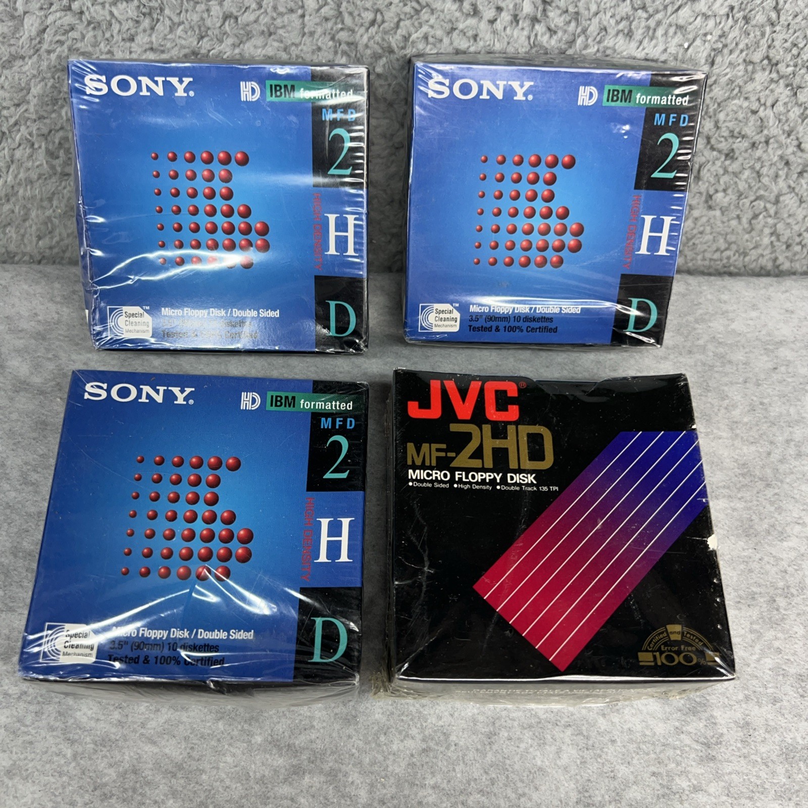 Lot Of 40 SONY And JVC 2HD DISKETTES Micro Floppy Disks 3.5" IBM Format Vintage