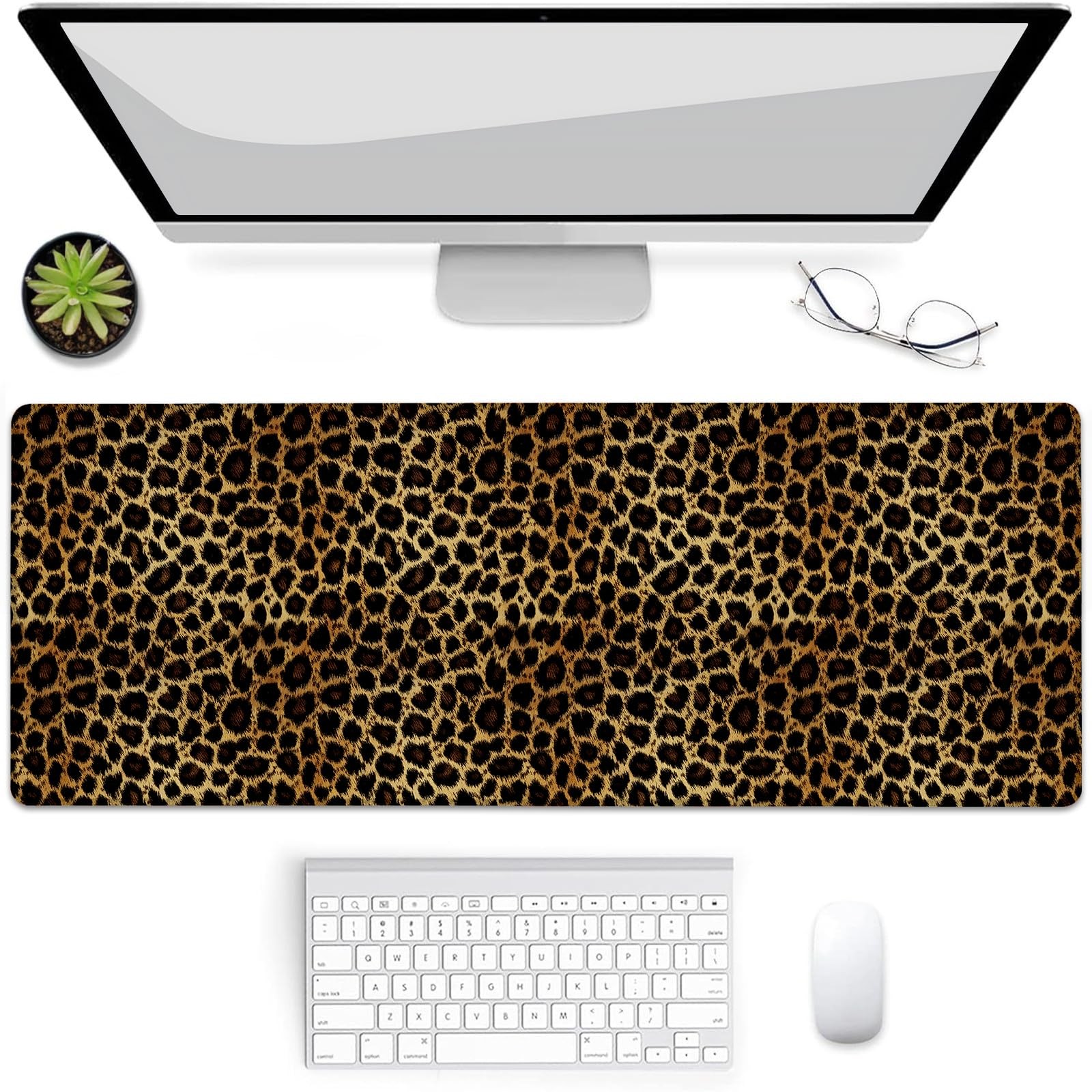 Gaming Mouse Pad, Leopard Print Mouse Pad, Desk Mat, Non-Slip Rubber Base Mou...