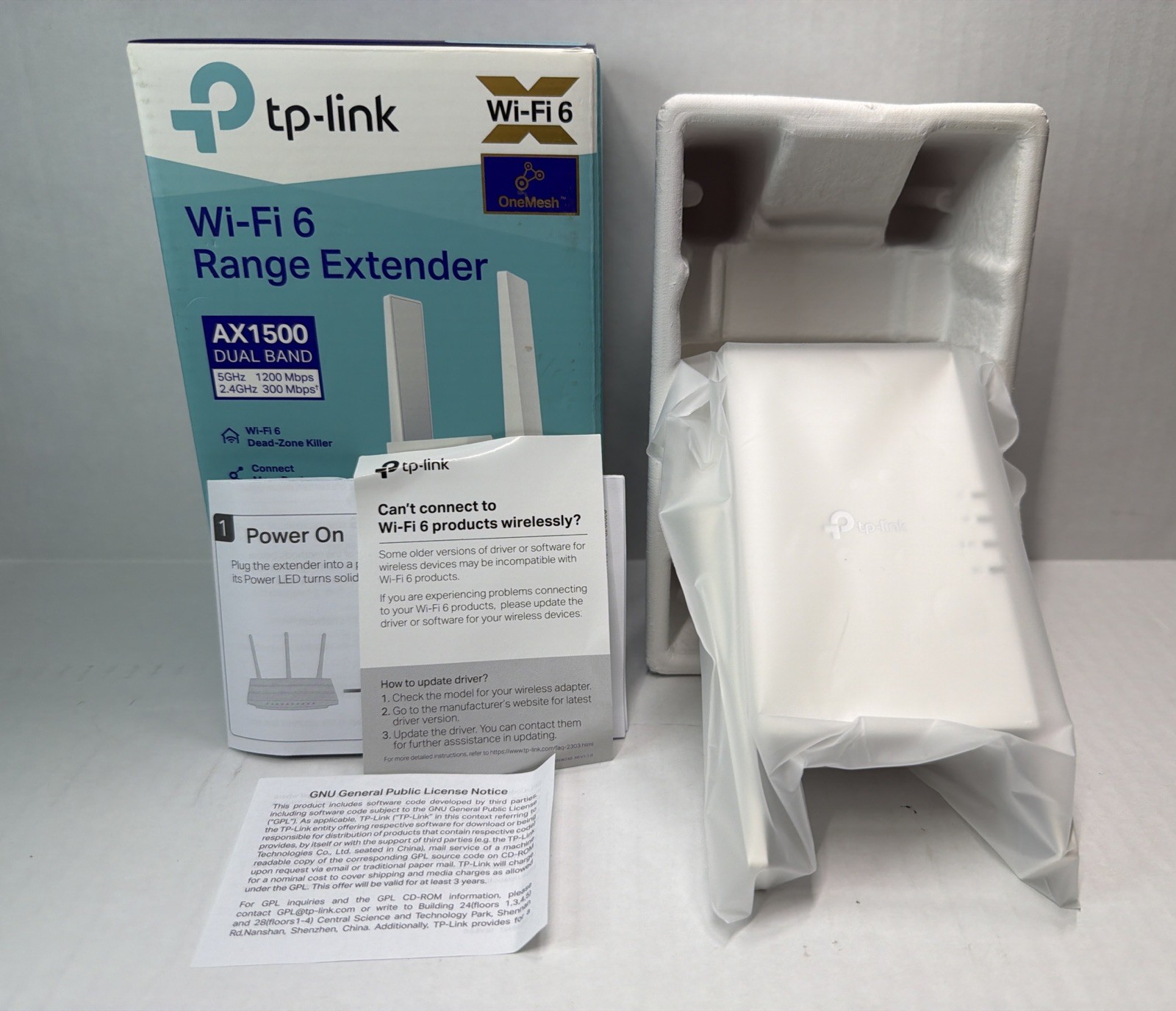 TP-LINK RE505X AX1500 WiFi 6 Range Extender Dual Band Gigabit Ethernet Open Box